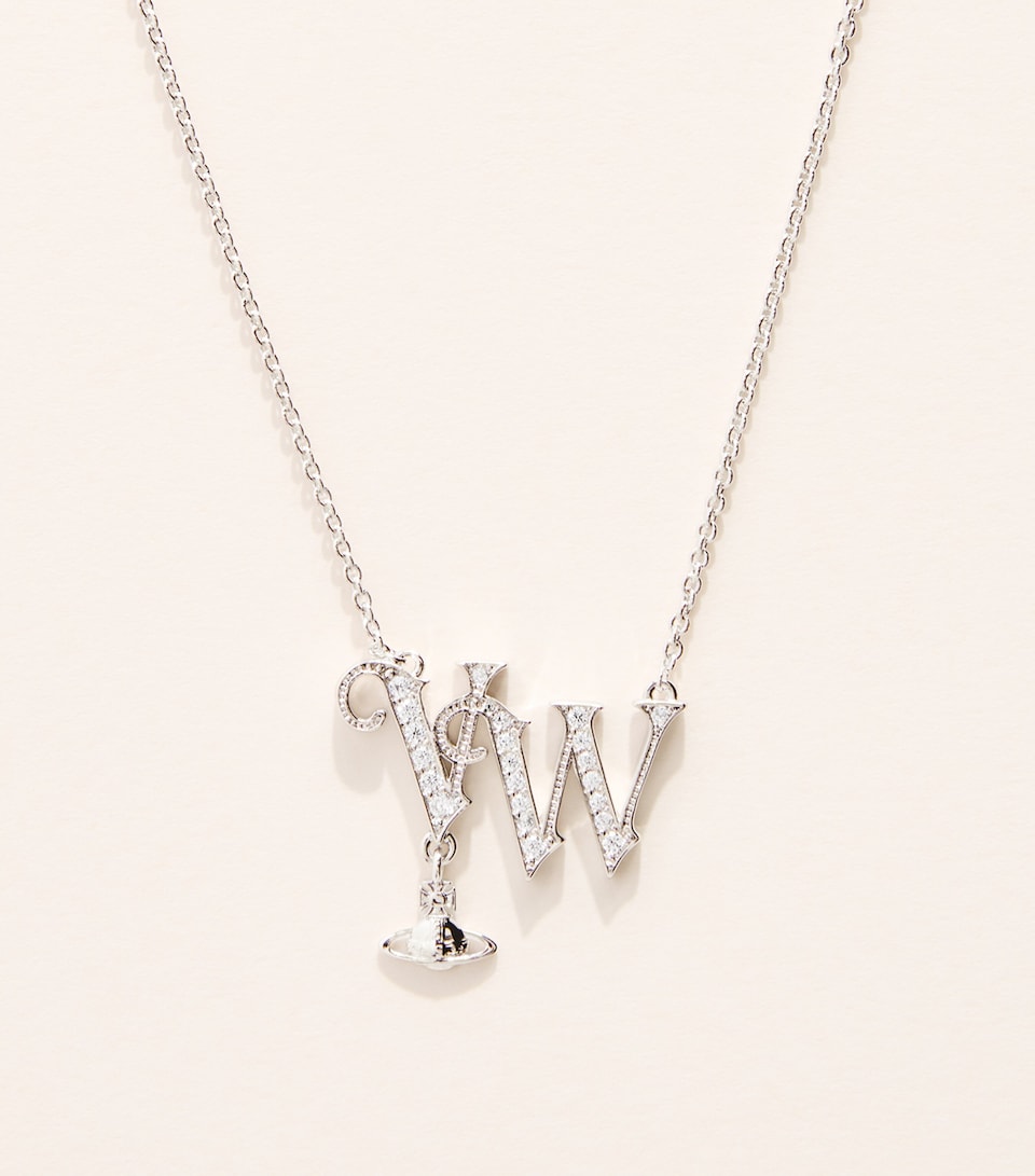 Vivienne Westwood Crystal-Embellished VW Pendant Necklace Cz