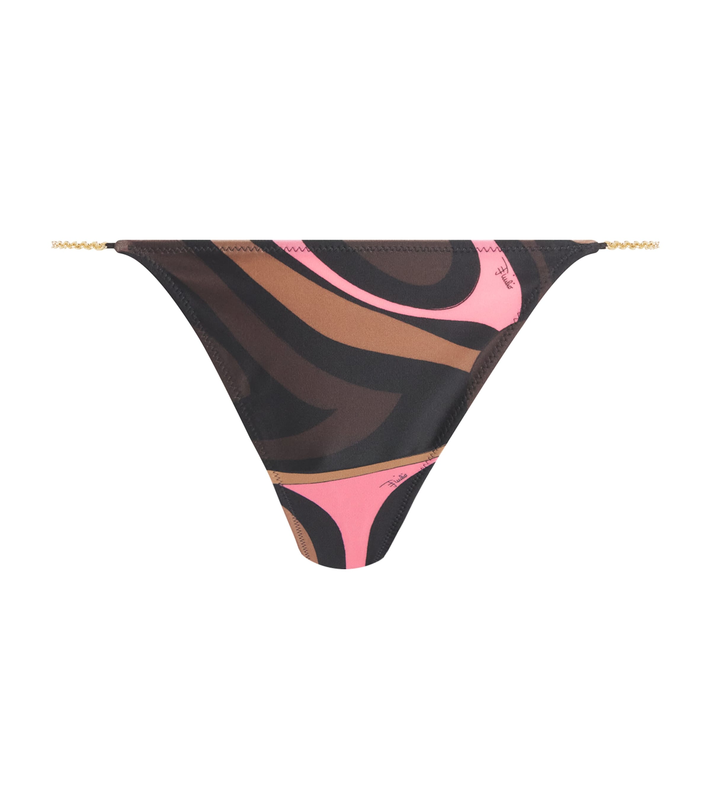 PUCCI Womens Marmo Print Bikini Bottoms Brown Coral