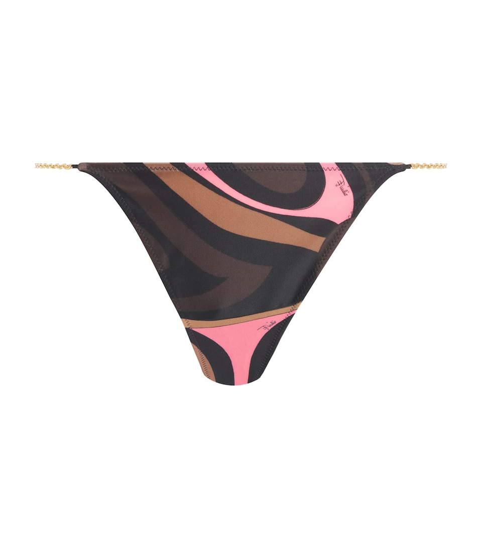 PUCCI Womens Marmo Print Bikini Bottoms Brown Coral