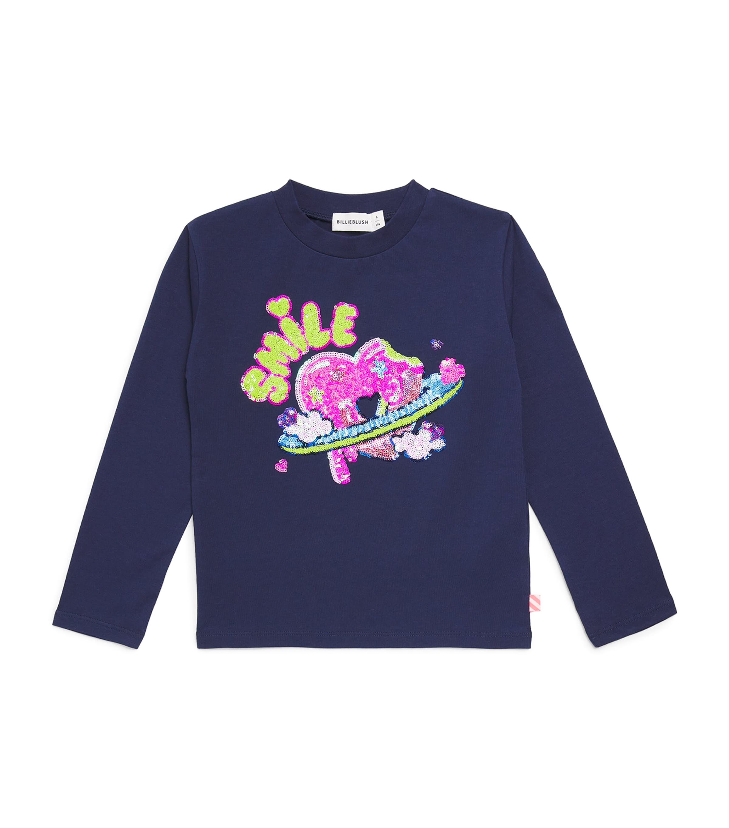 Billieblush Sequin Smile Sweatshirt (2-12 Years) Navy