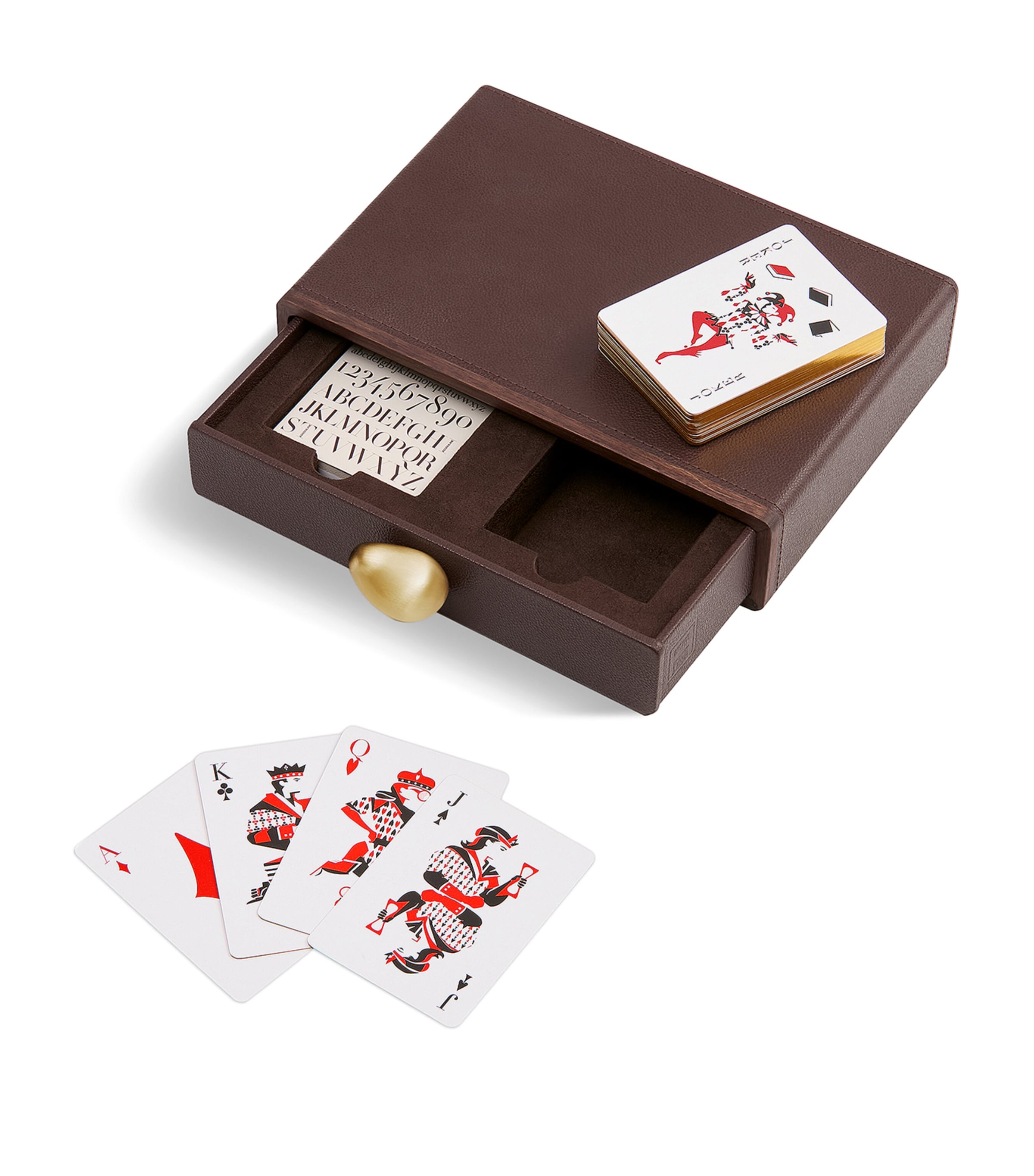 Assouline Leather Pebble Playing Cards Set Brown