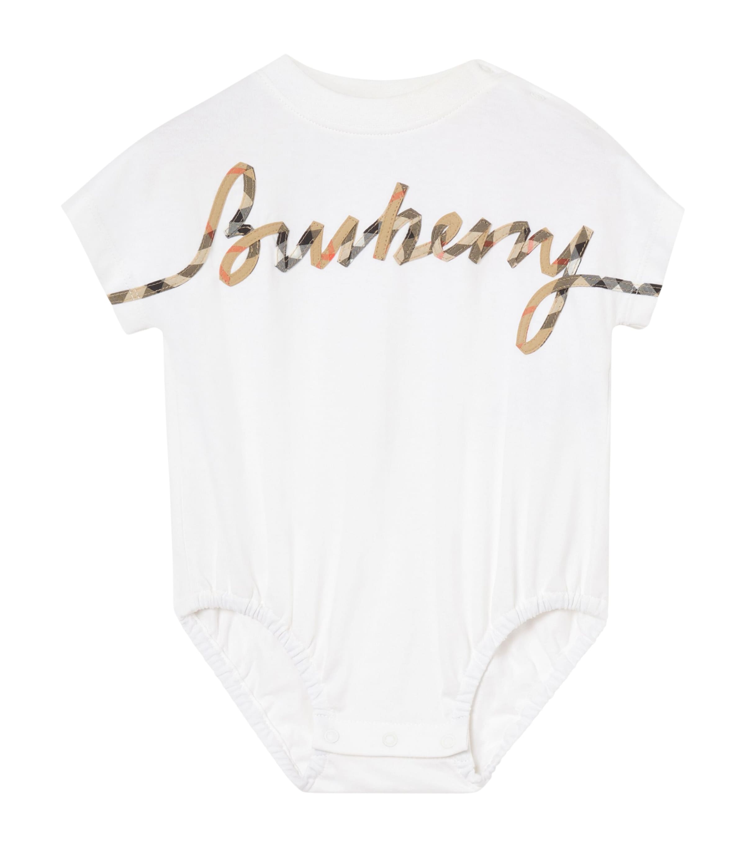 Burberry Kids Cotton Logo Bodysuit (1-18 Months) White