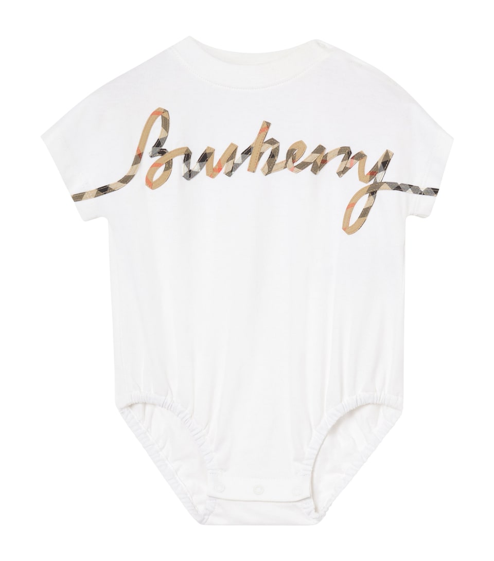 Burberry Kids Cotton Logo Bodysuit (1-18 Months) White