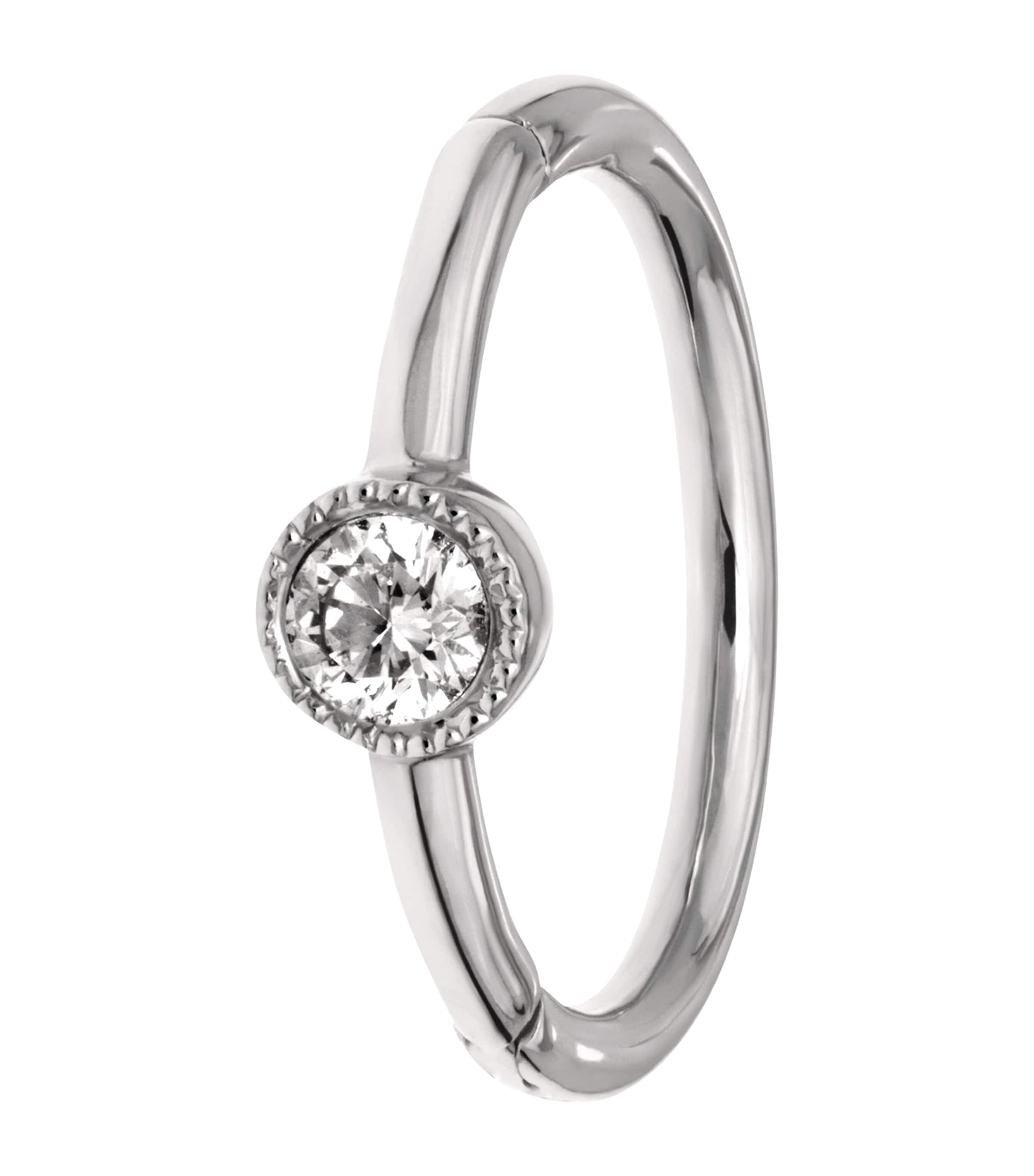 White Gold and Diamond Hoop Earring (8mm)