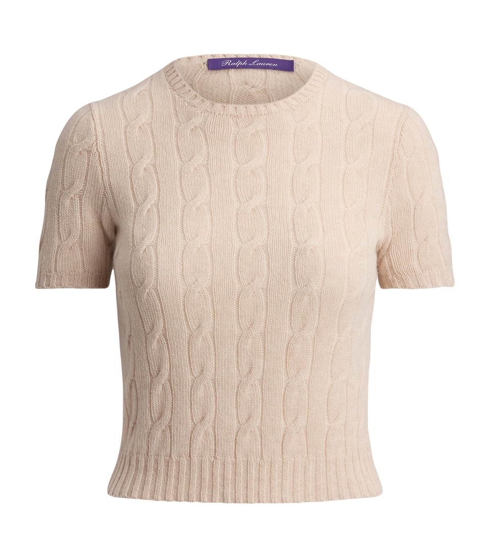 Ralph Lauren Collection Womens Cashmere Cable-Knit Cropped Sweater Summer Sand Melange