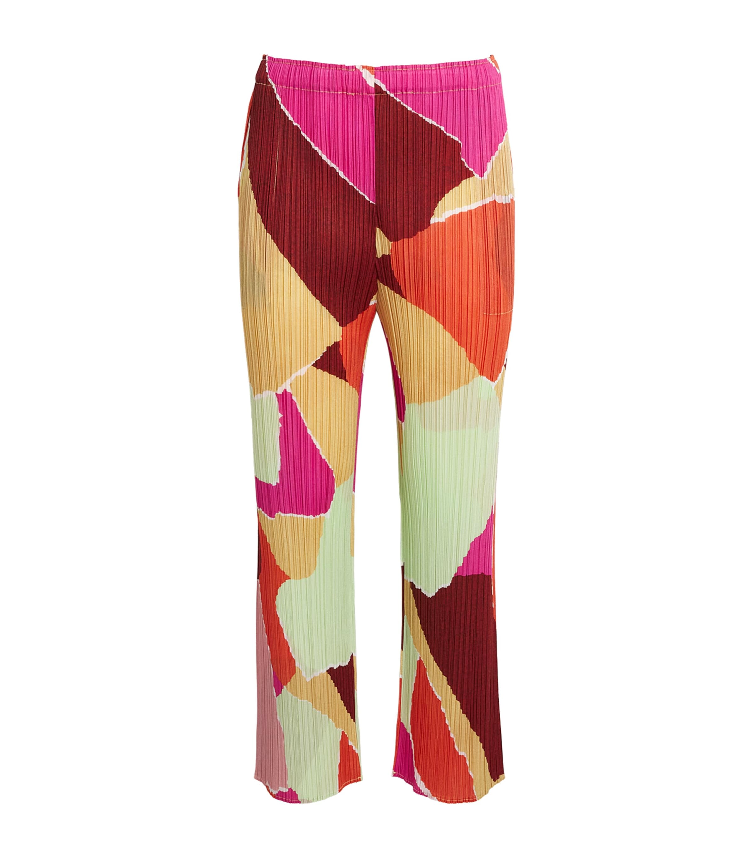Pleats Please Issey Miyake Womens Surprise Straight Pleated Trousers Orange