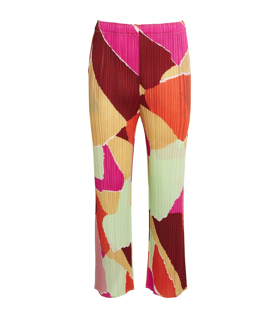 Pleats Please Issey Miyake Womens Surprise Straight Pleated Trousers Orange