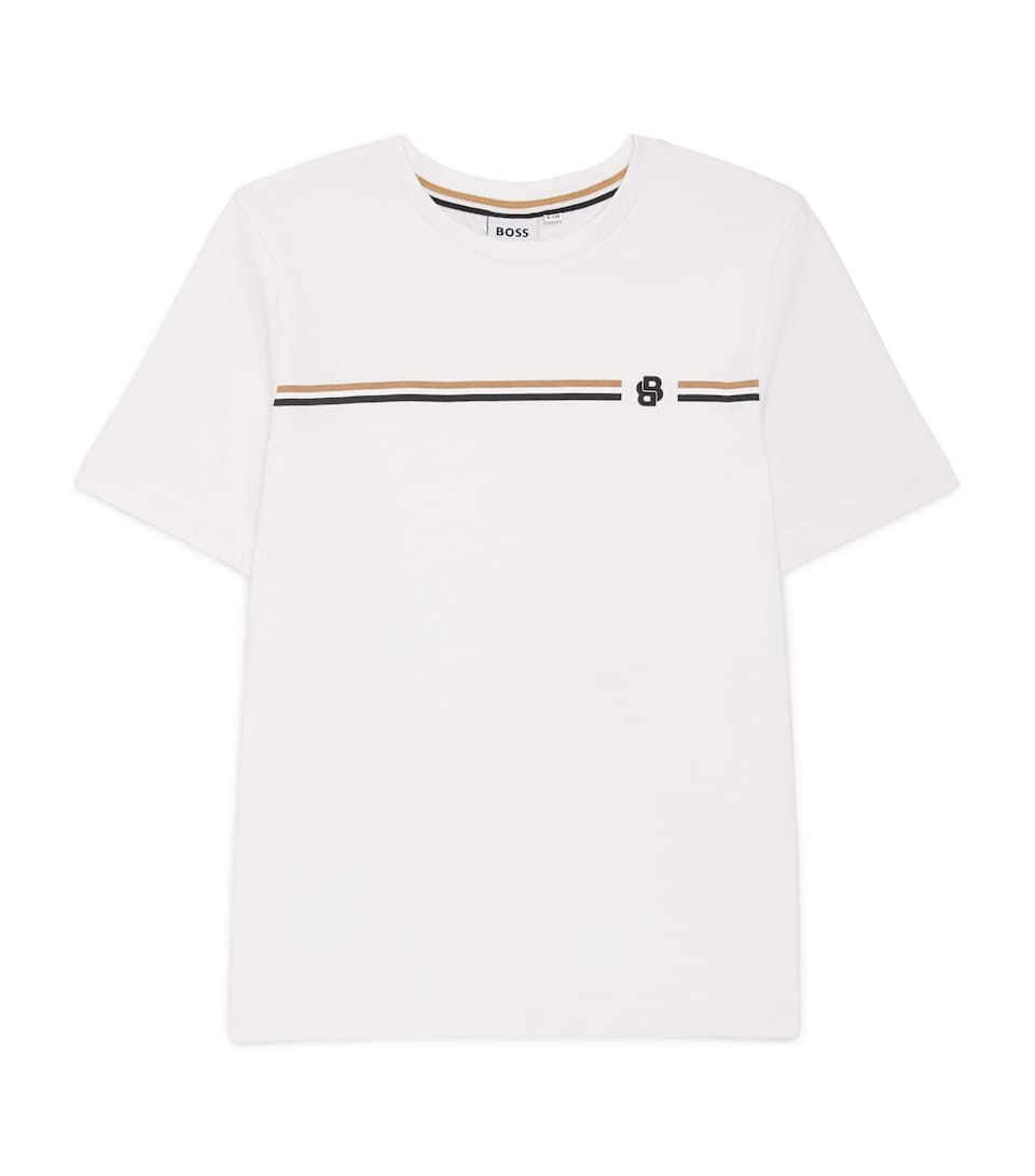 BOSS Kidswear Cotton Stripe Logo T-Shirt (4-16 Years) White