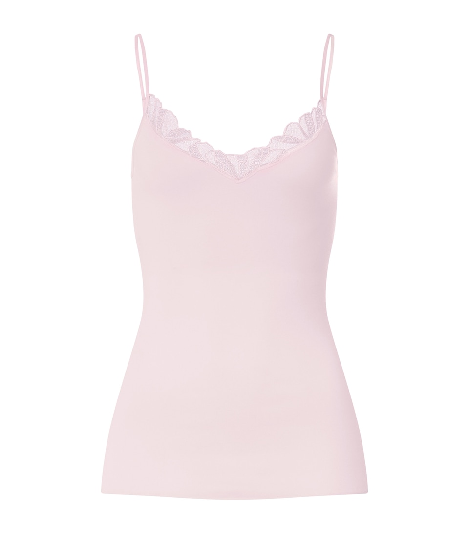 Hanro Womens Cotton Rosaria Tank Top Rose Bath