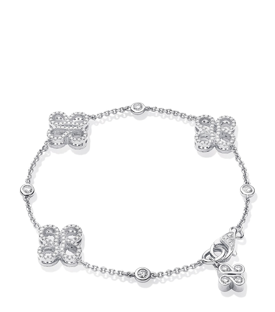 Boodles White Gold and Diamond Be Boodles Multi Charm Bracelet Silver