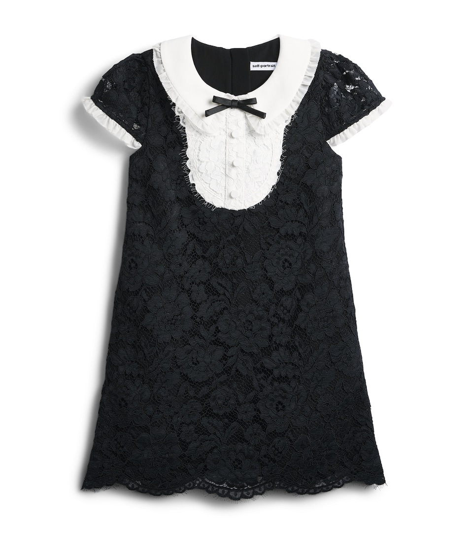 Self-Portrait Kids Lace Peter-Pan Collar Dress (3-12 Years) Black
