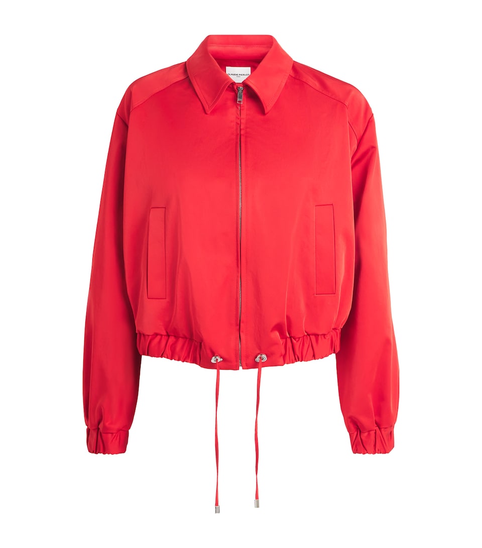 Claudie Pierlot Womens Satin Drawstring-Hem Jacket Red