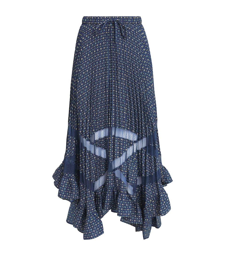 Pleated Ruffle Maxi Skirt