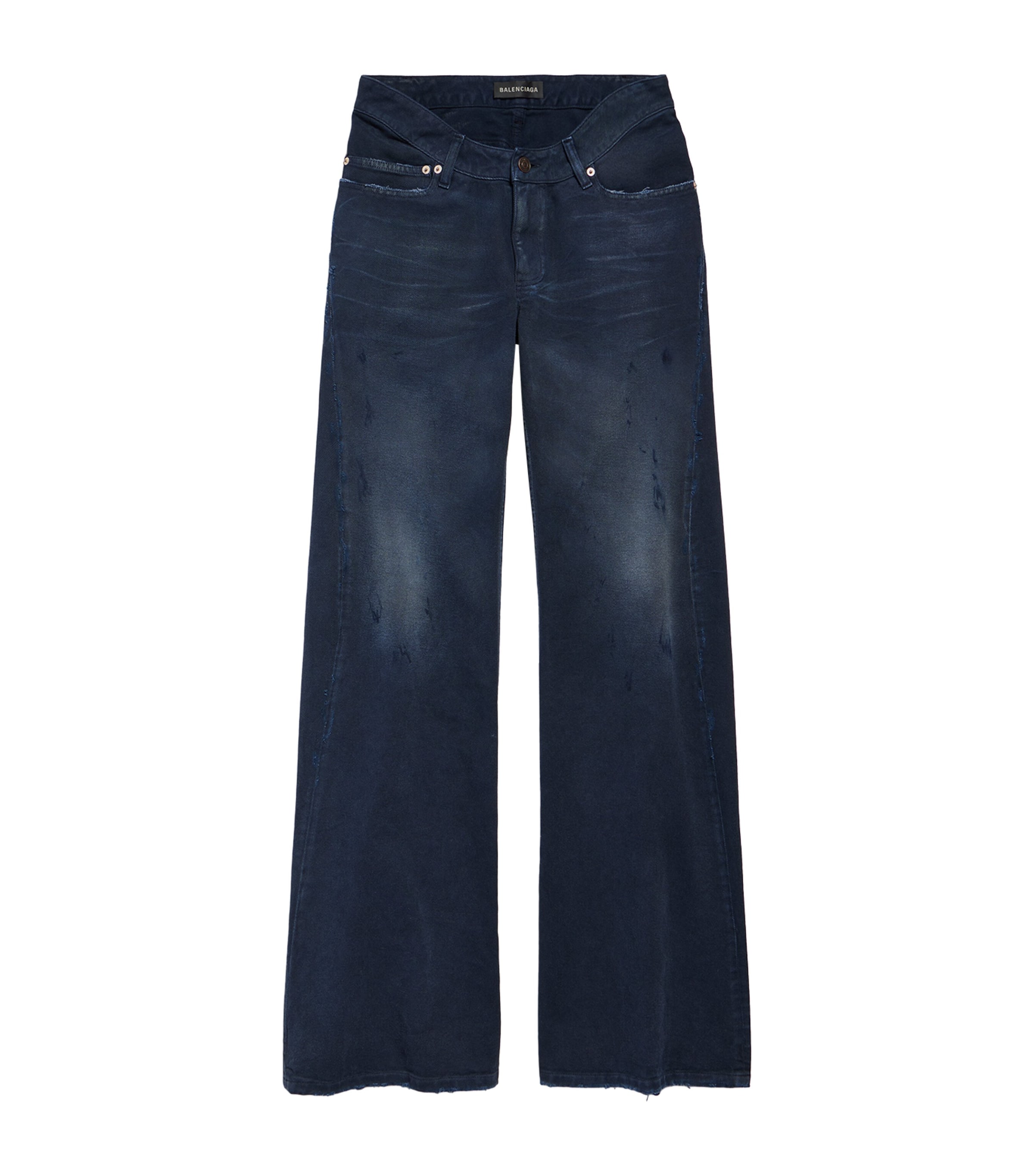 Distressed Curved Waist Jeans