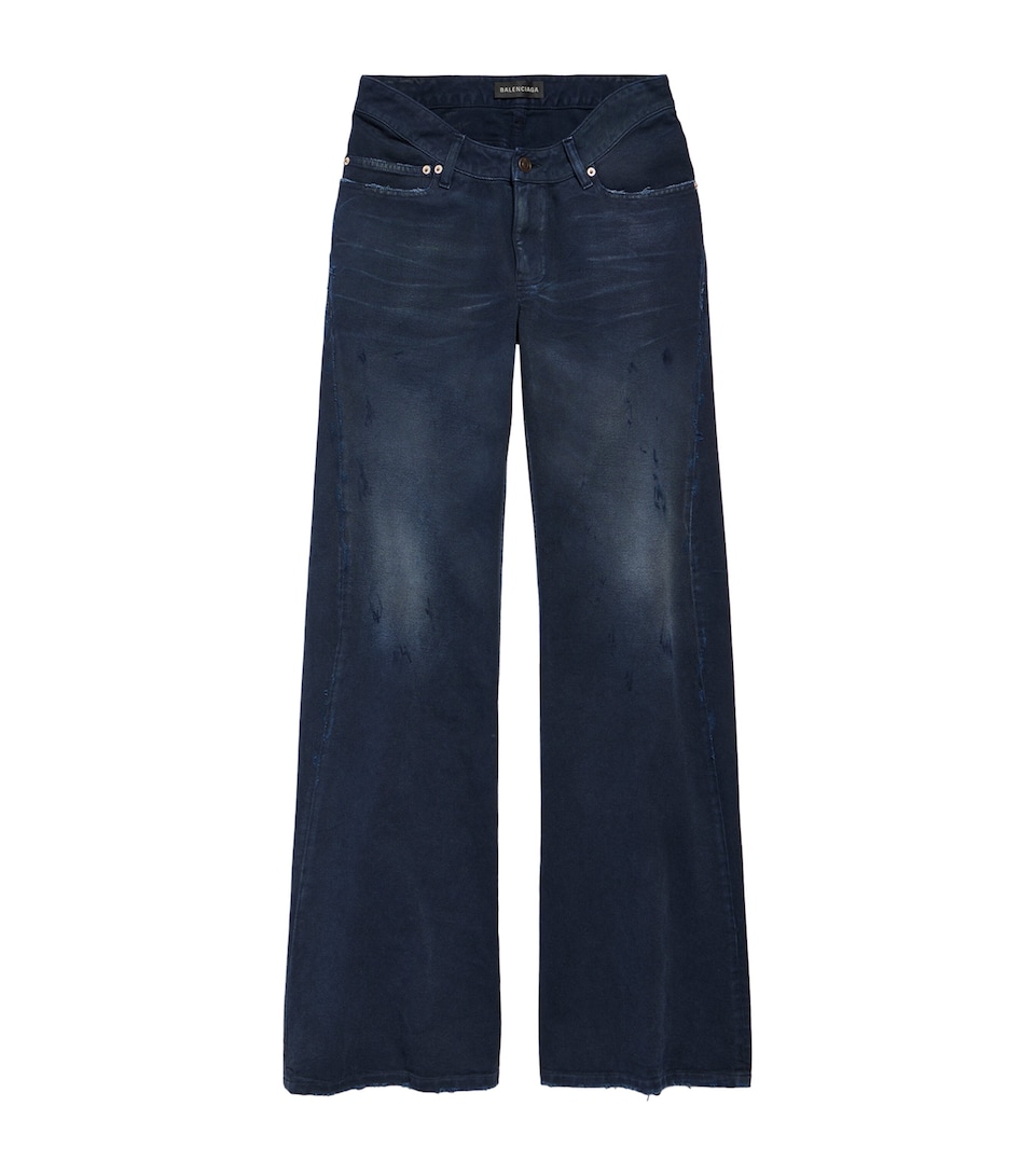 Distressed Curved Waist Jeans