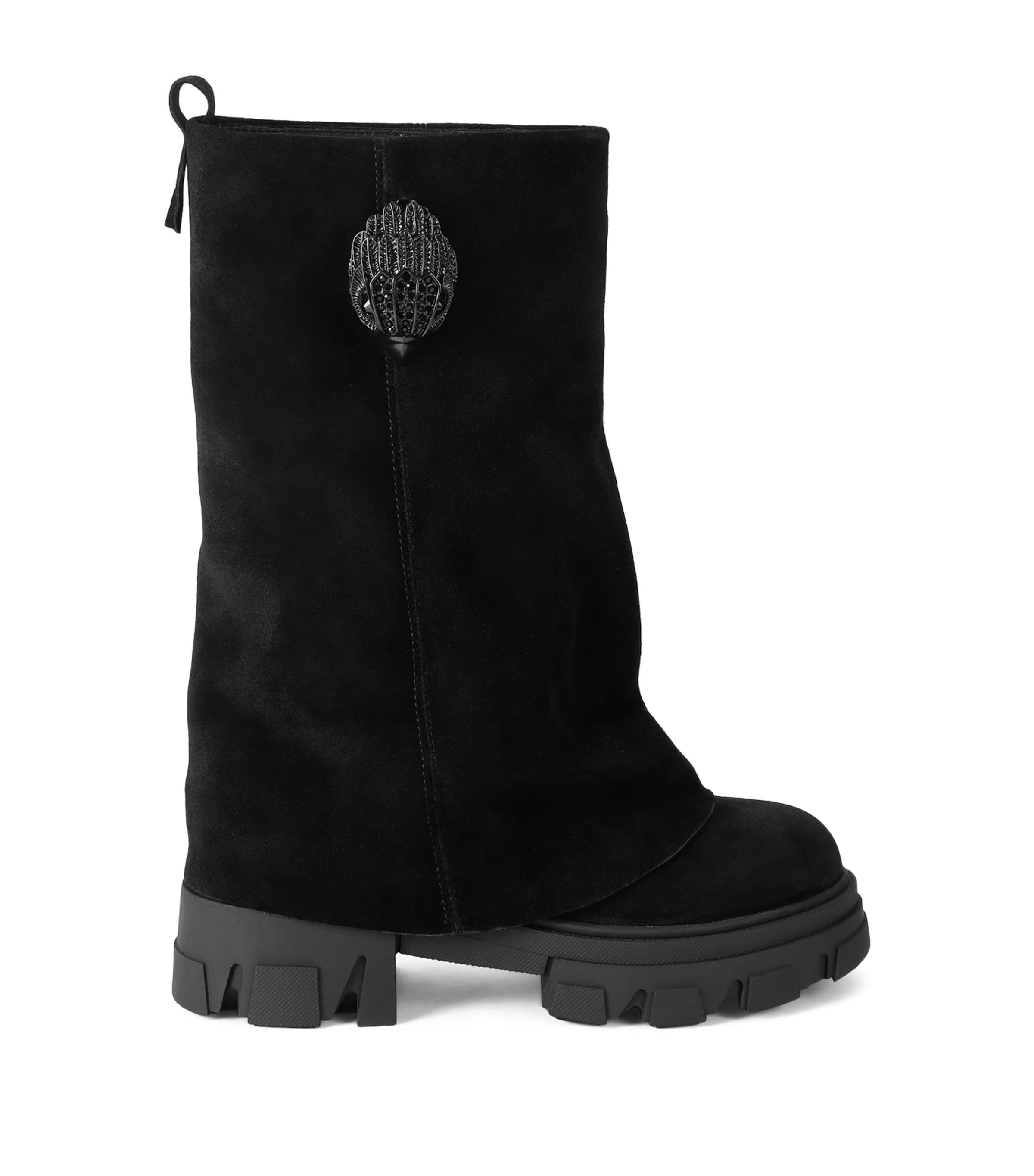 Kurt Geiger London Suede Stomp Foldover Boots 50 Black