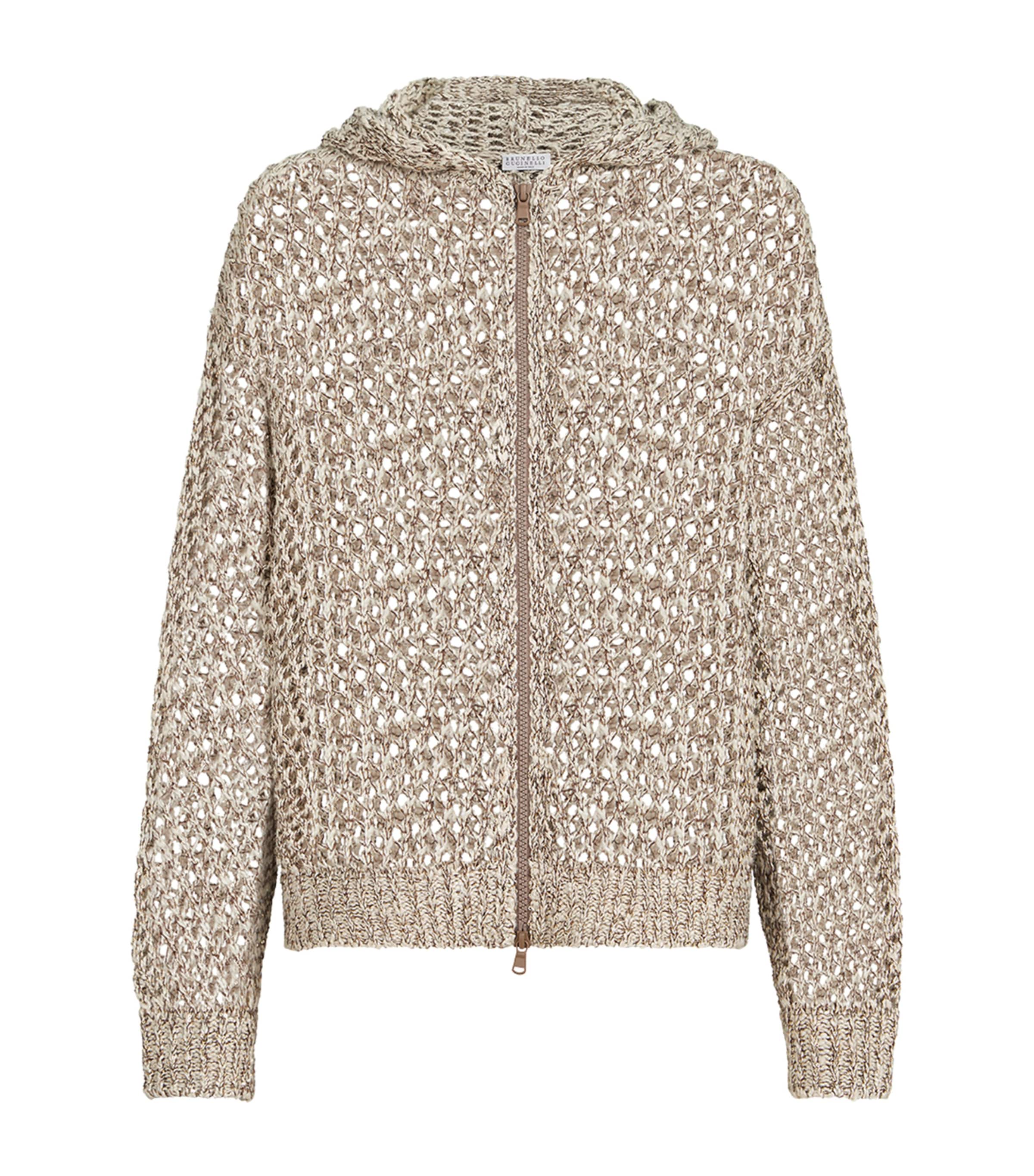 Brunello Cucinelli Womens Silk-Linen-Blend Zip-Up Cardigan