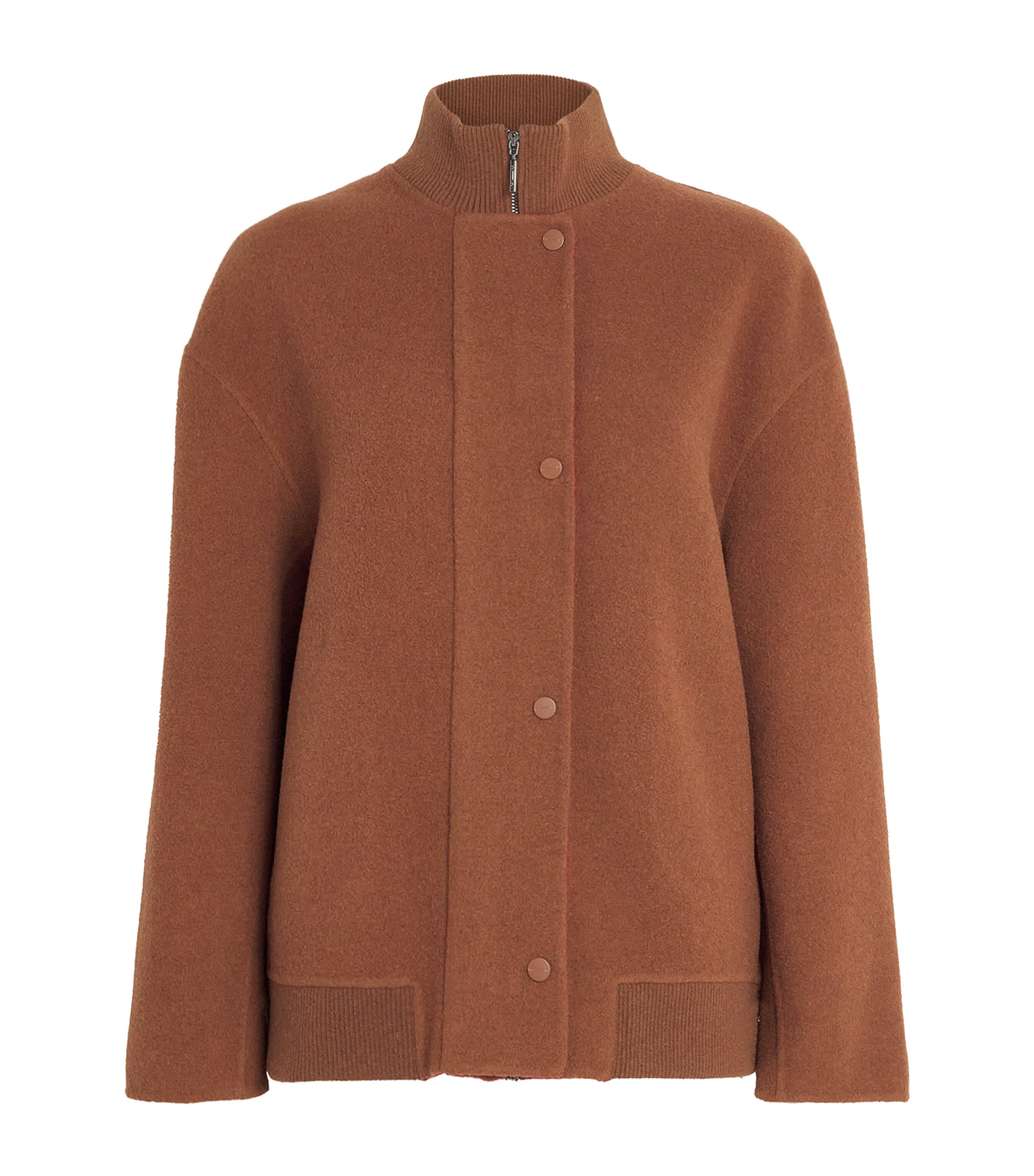 MM Womens Wool-Blend Zip-Up Coat Caramel Double