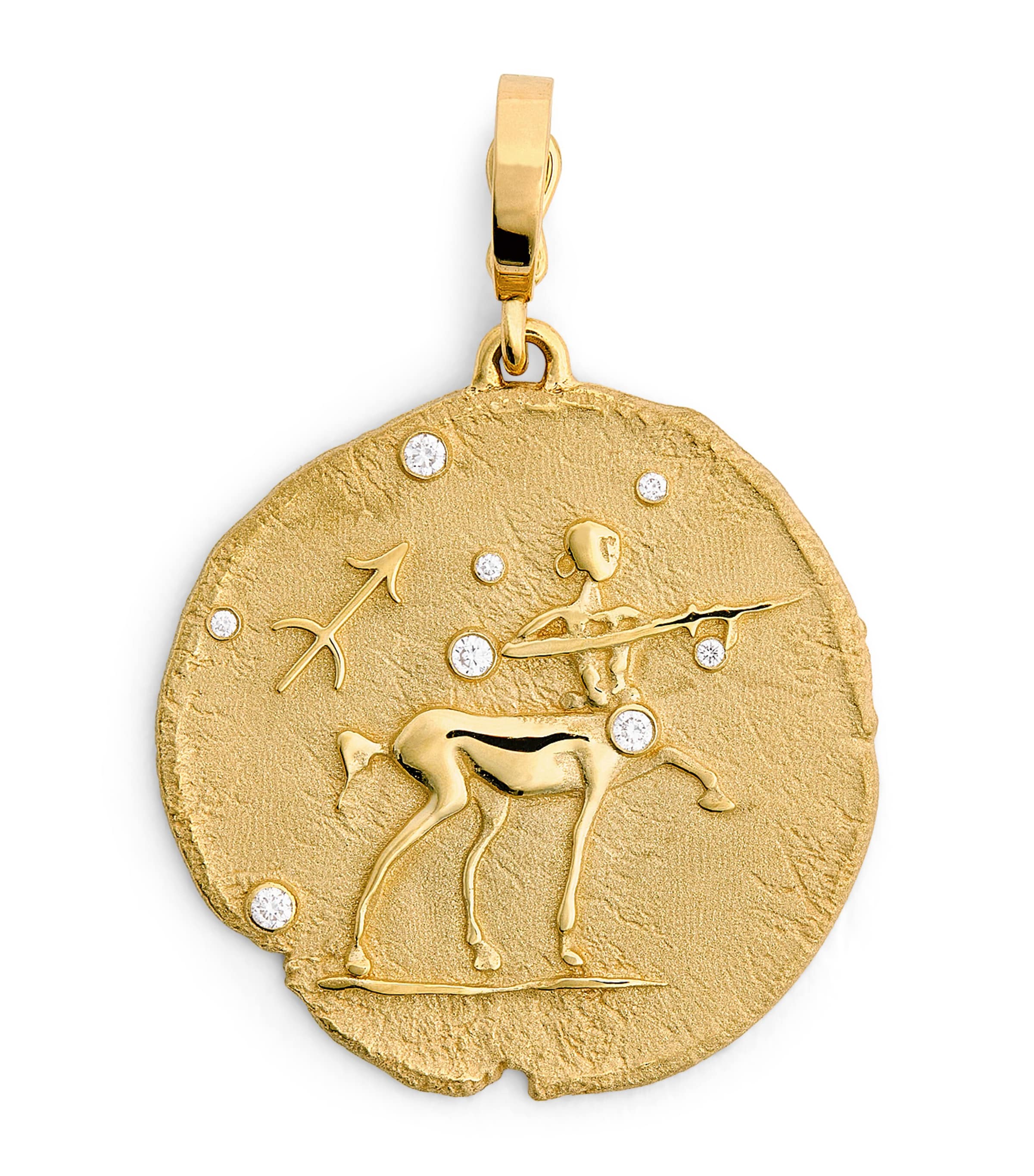 Large Yellow Gold Zodiac Sagittarius Coin Charm