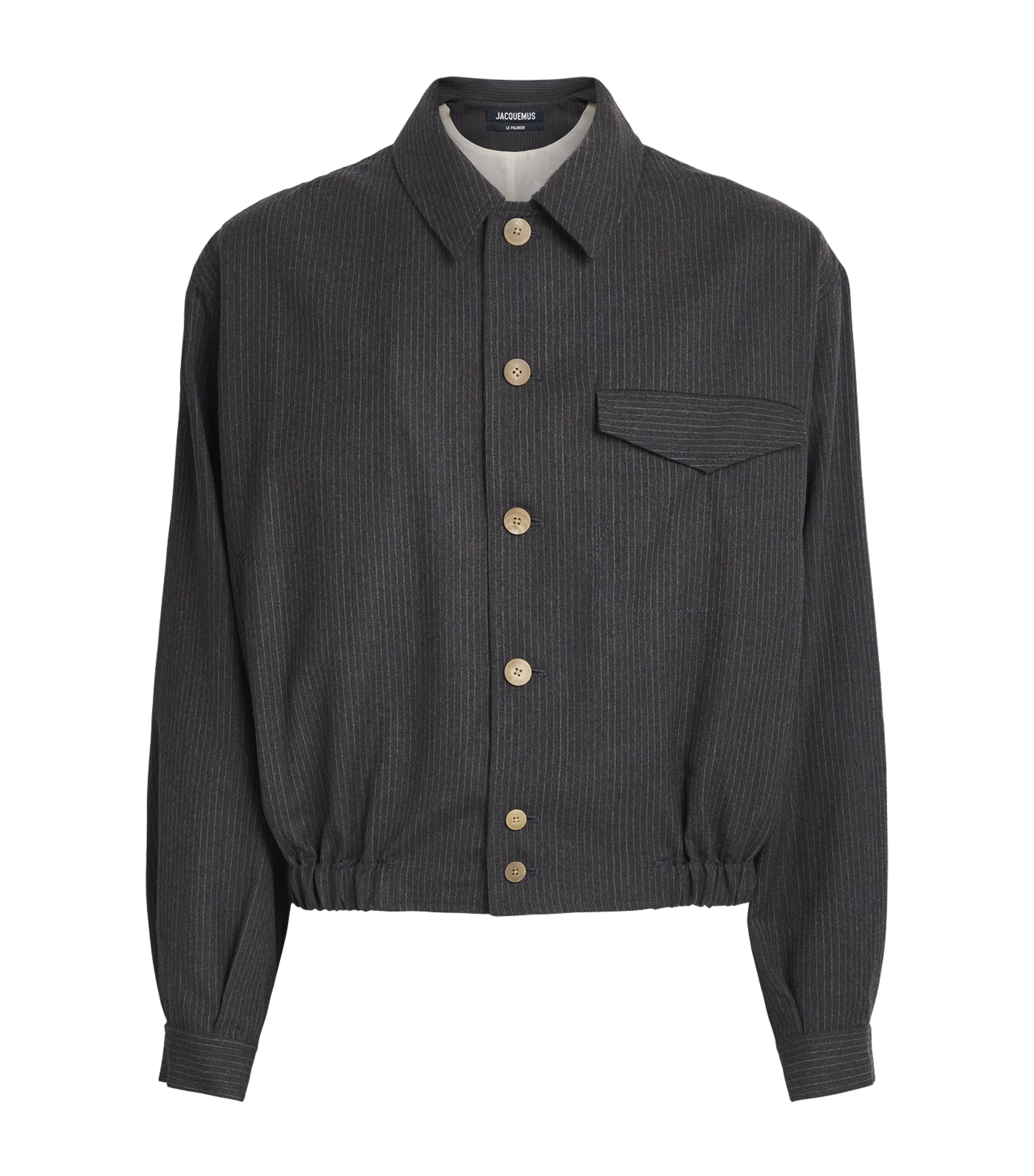 Jacquemus Mens Wool Cubano Overshirt Dark Grey