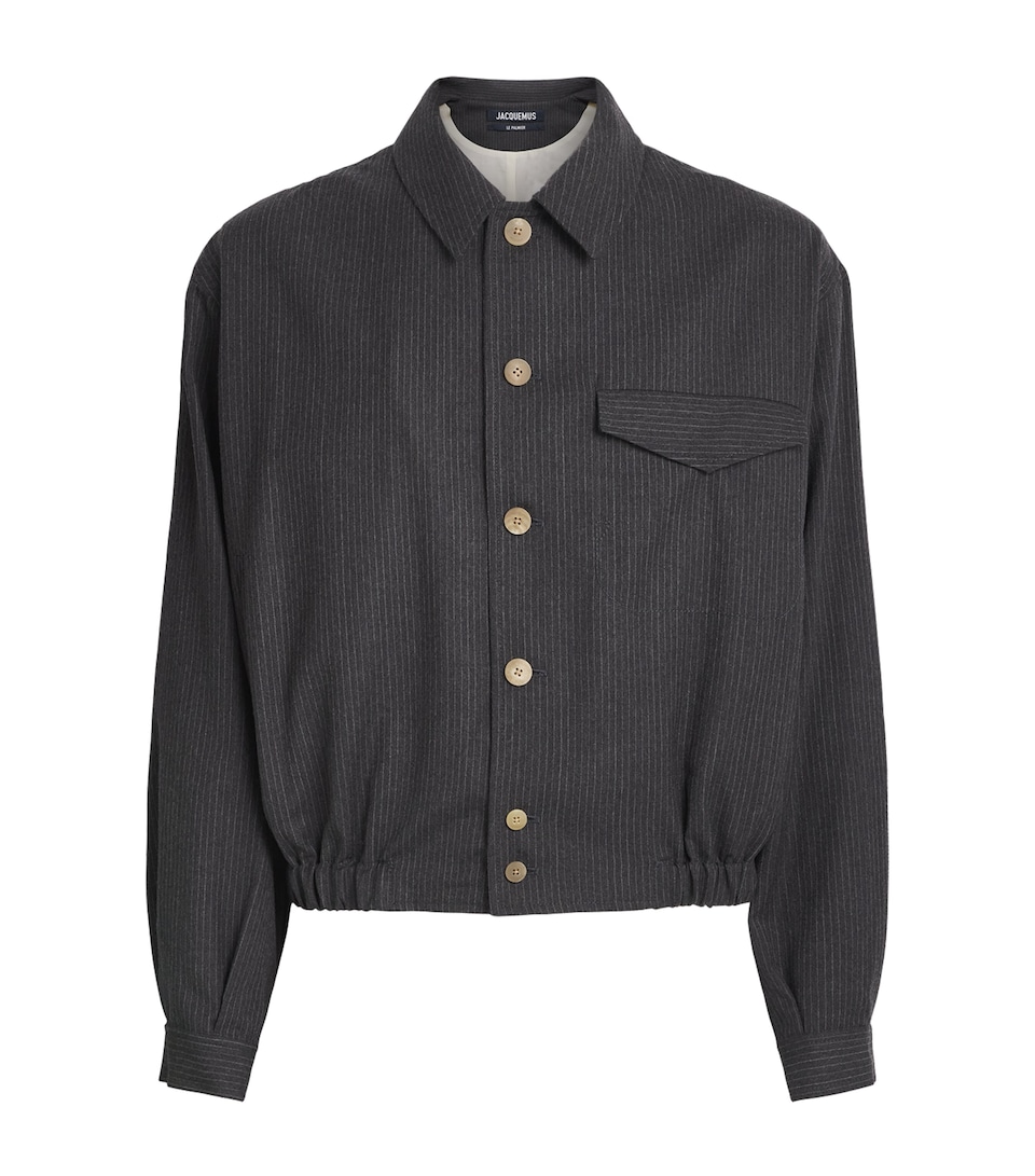 Jacquemus Mens Wool Cubano Overshirt Dark Grey