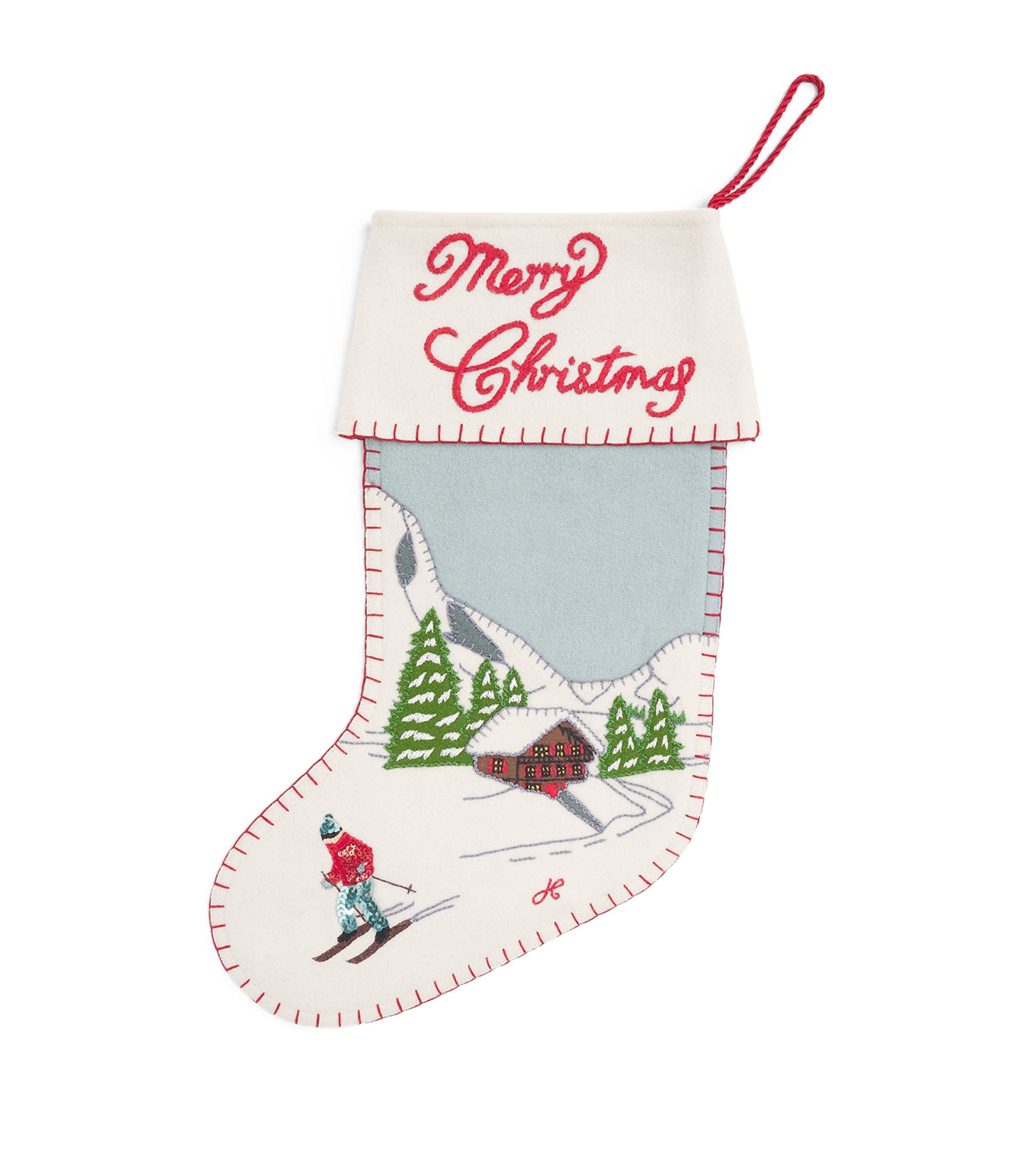 Jan Constantine Wool Sequinned Alpine Stocking Cream/multi