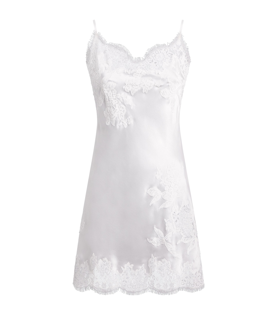 Marjolaine Womens Silk Floral Tess Slip Dress Naturel