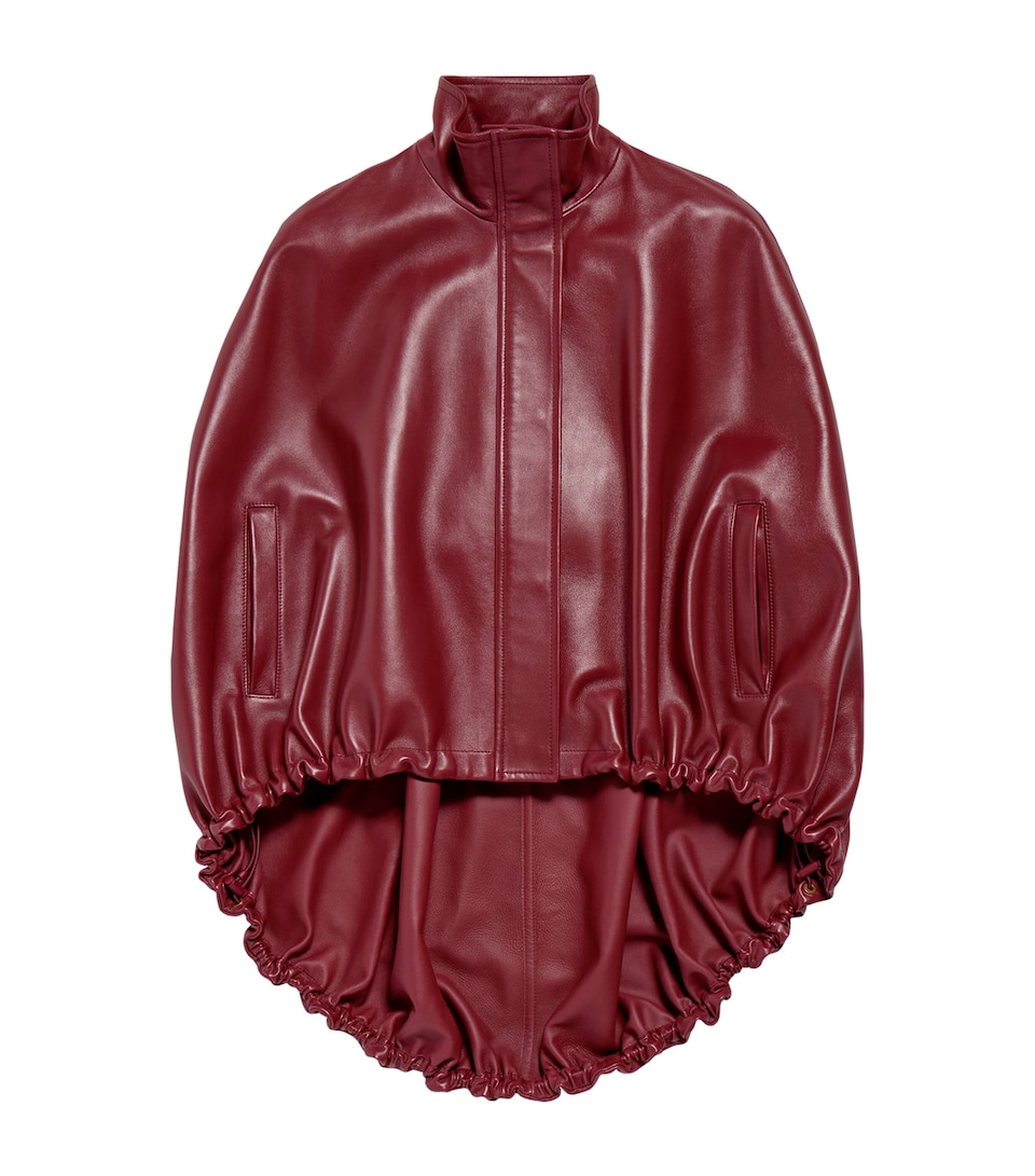 Balenciaga Womens Leather Double-Layer Cape
