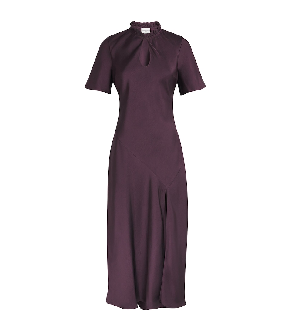 Claudie Pierlot Womens Satin Short-Sleeve Midi Dress Dark Dahlia