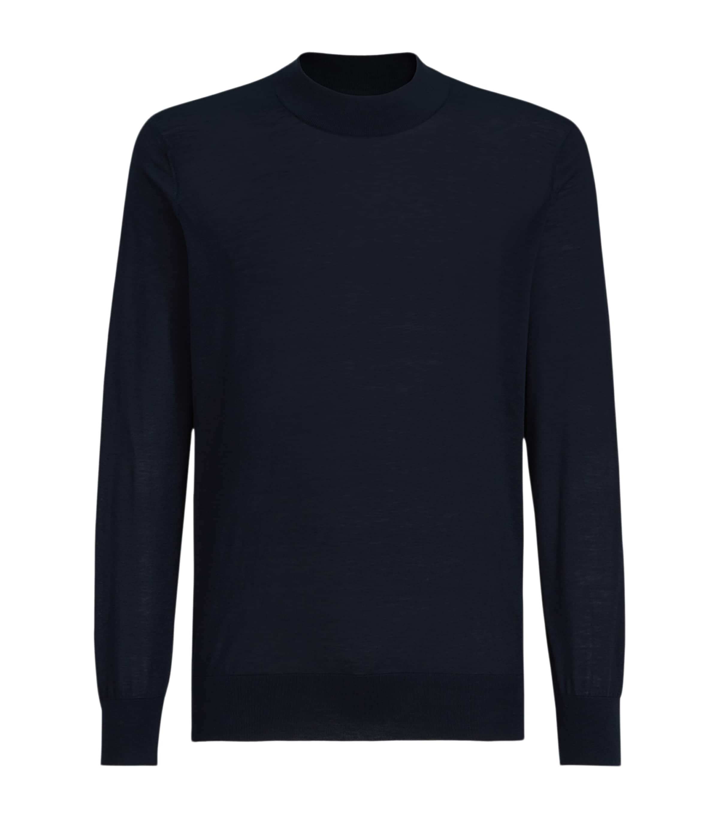 Silk-Cotton High-Neck Sweater