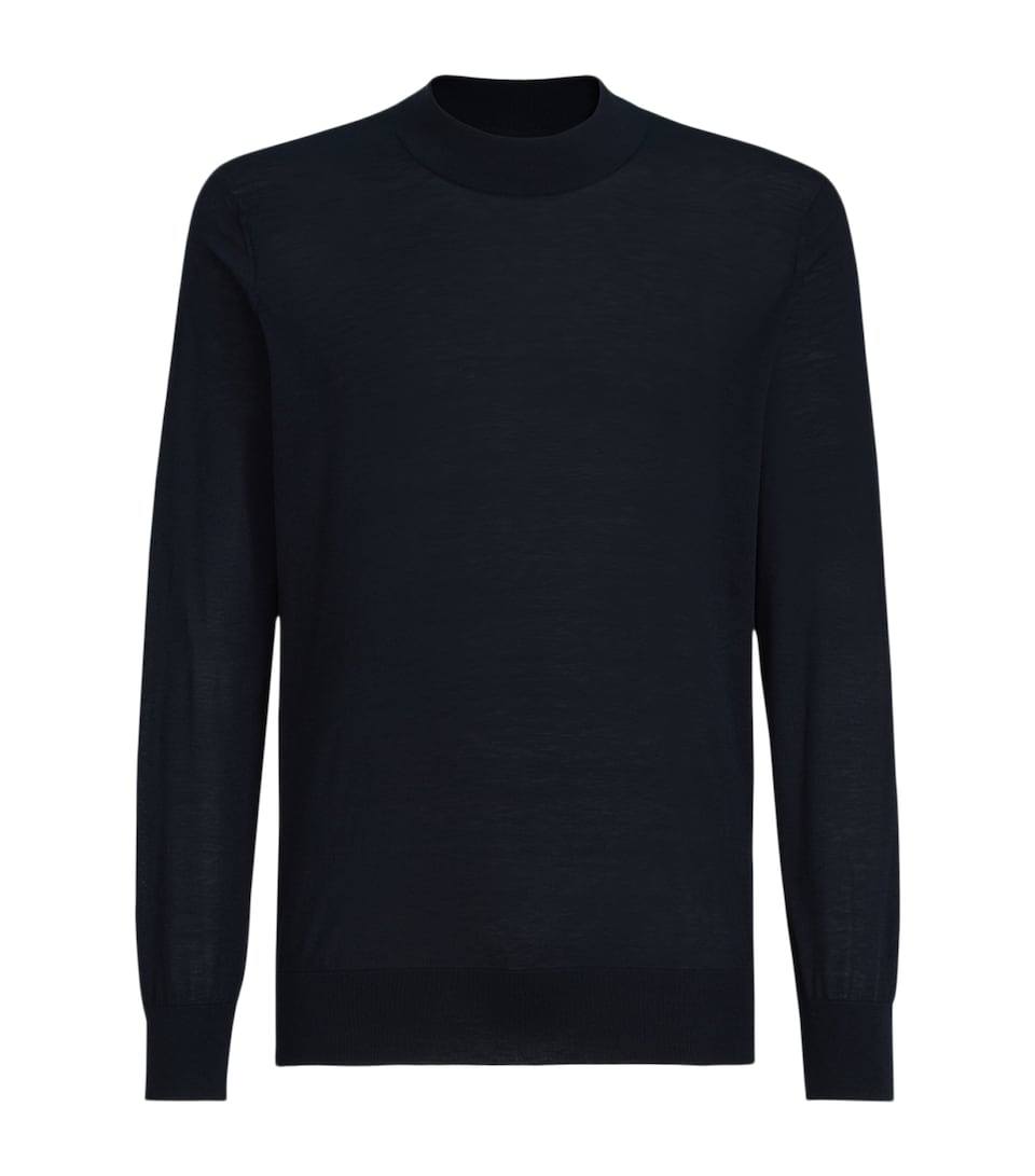 Silk-Cotton High-Neck Sweater