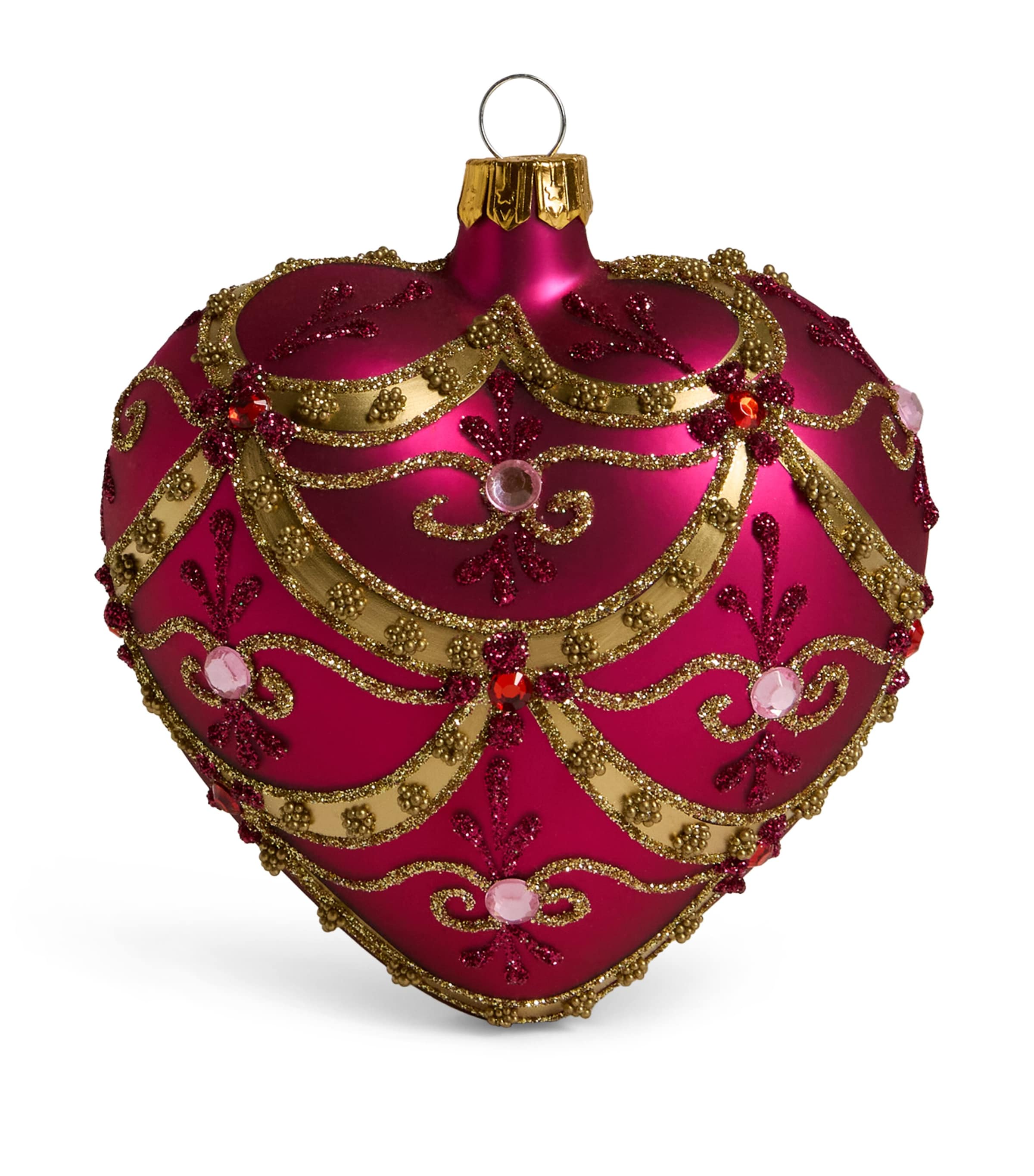 Harrods Embellished Heart Tree Decoration Fuchsia