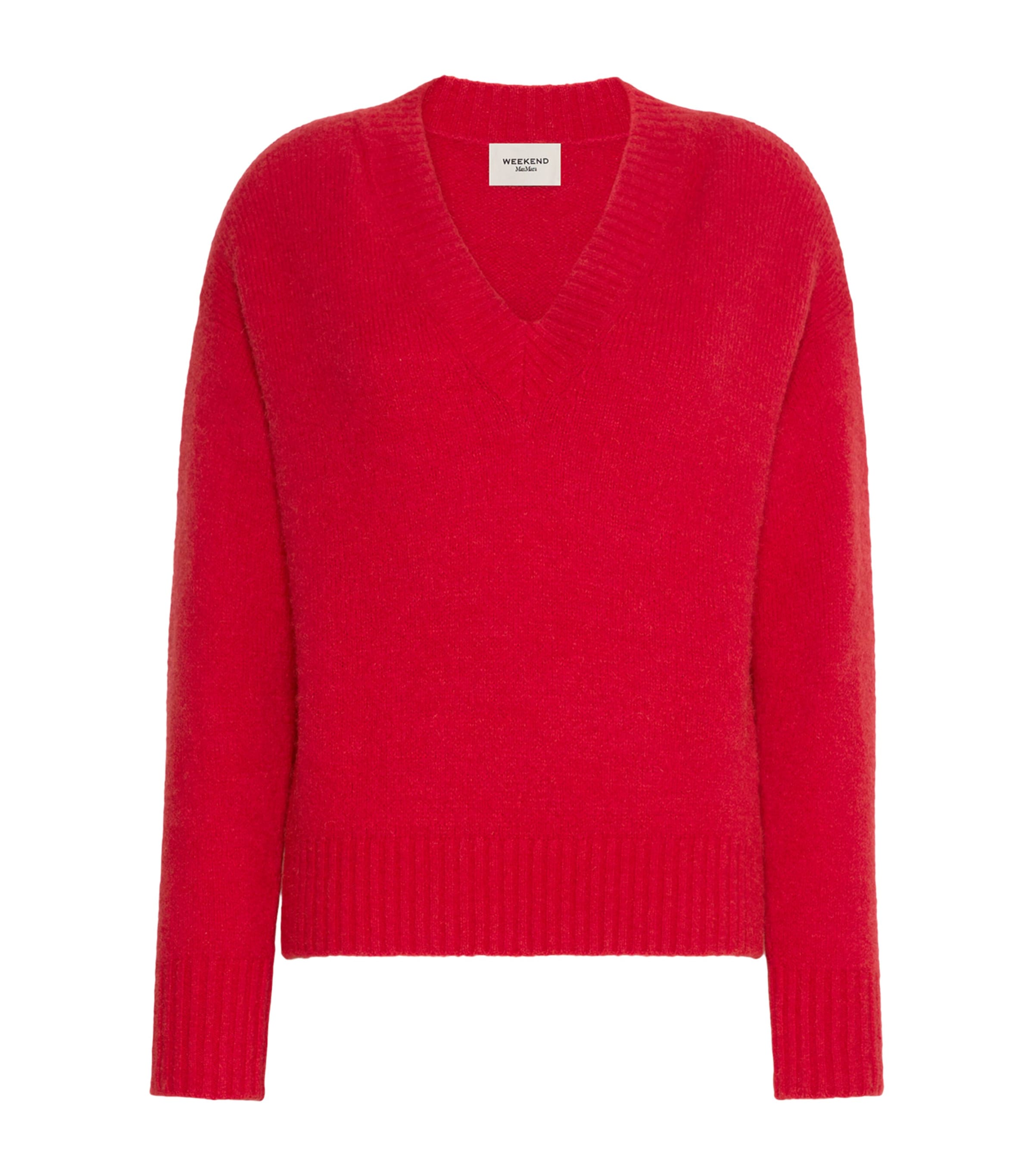 Weekend Max Mara Womens Alpaca-Blend V-Neck Sweater Red