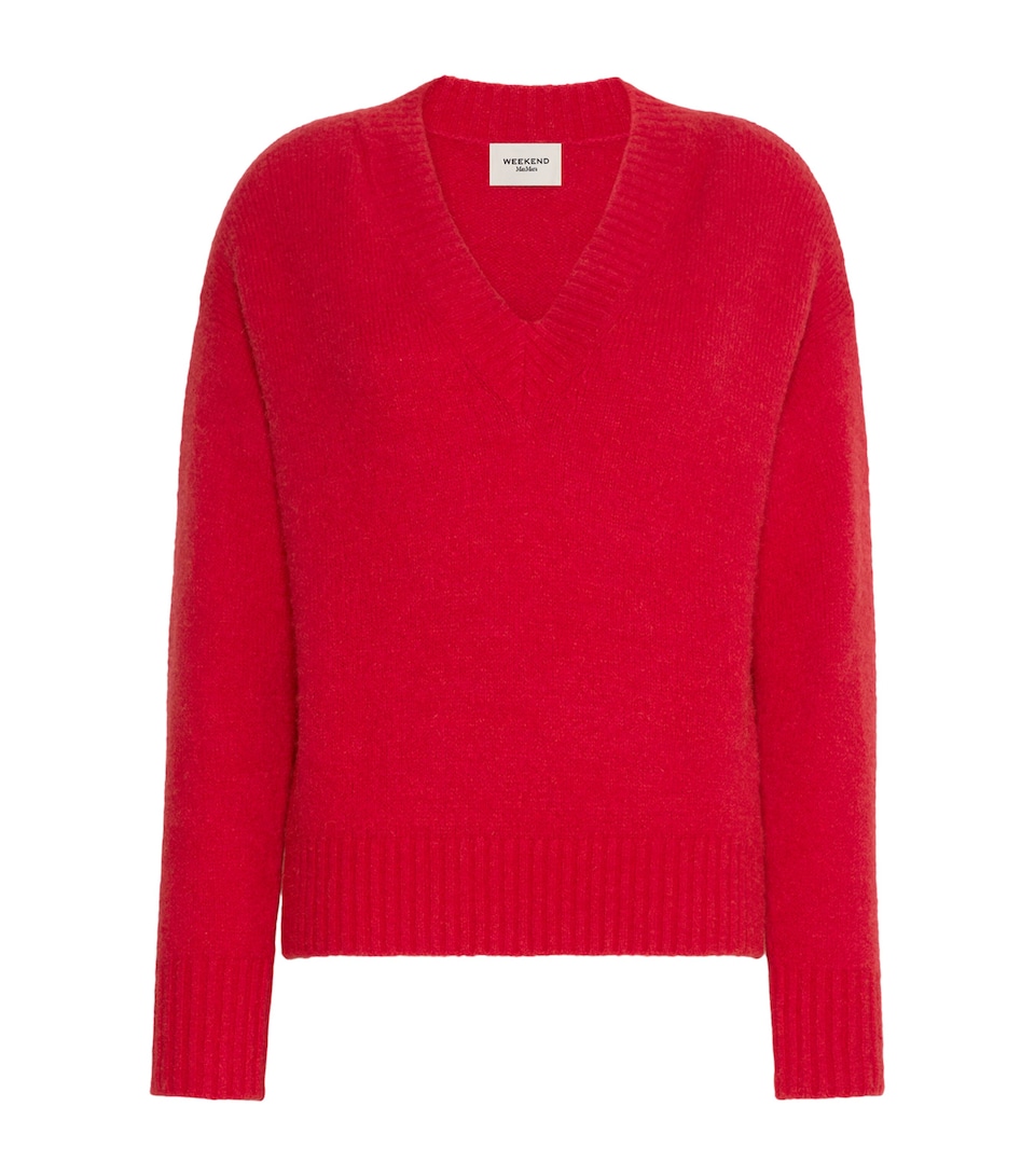Weekend Max Mara Womens Alpaca-Blend V-Neck Sweater Red