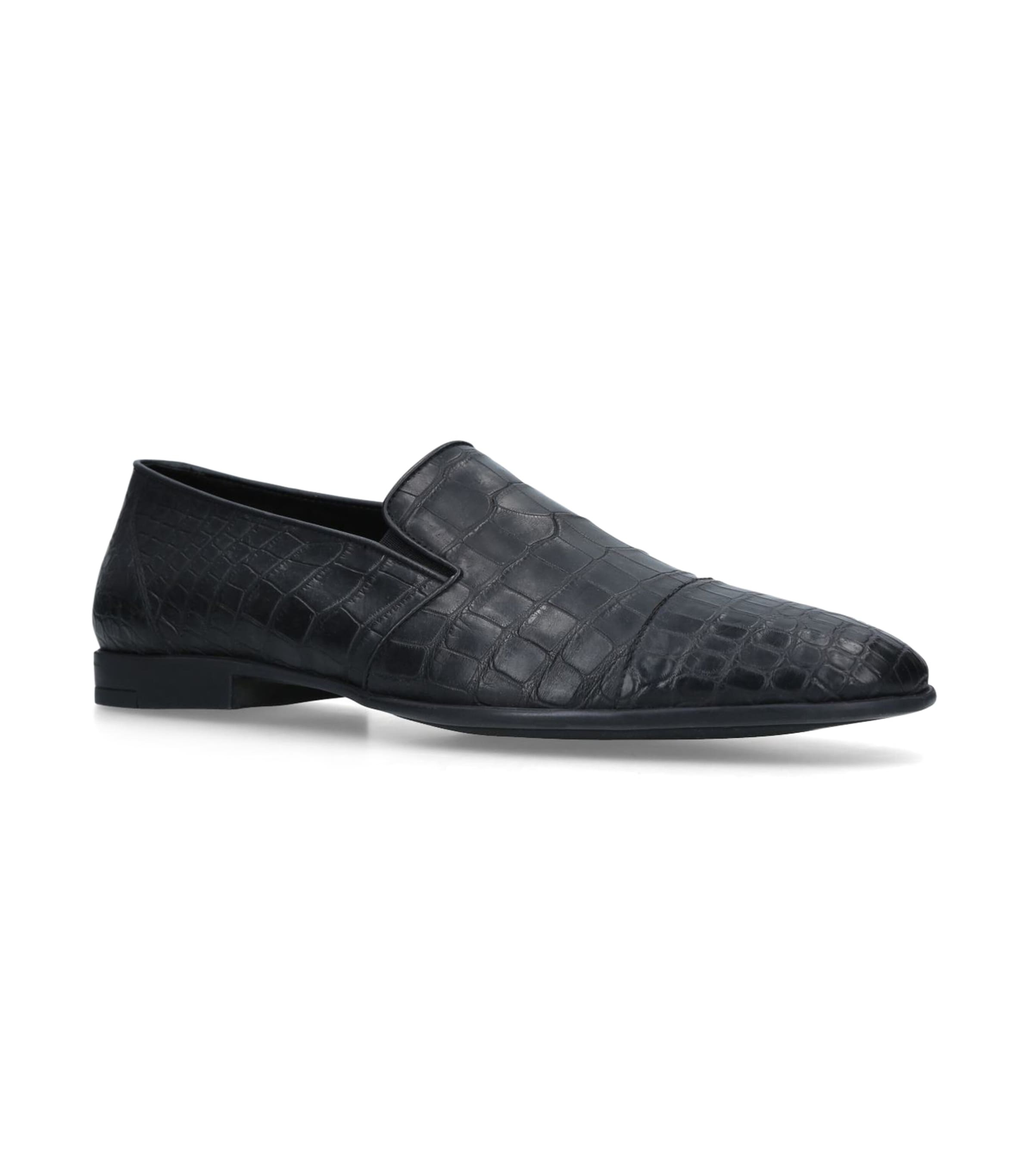 Croc-Embossed Leather Loafers