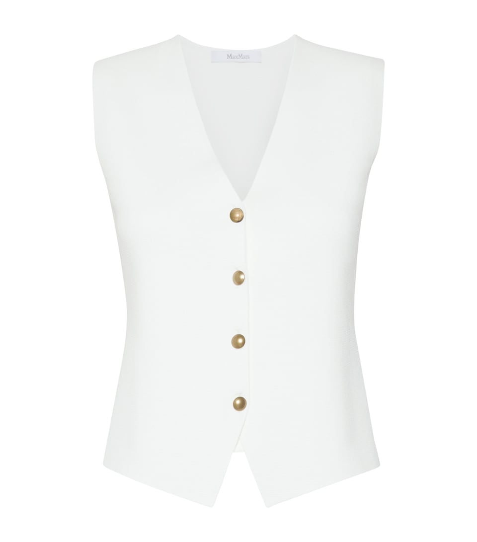 Max Mara Womens Crêpe Knitted Waistcoat White