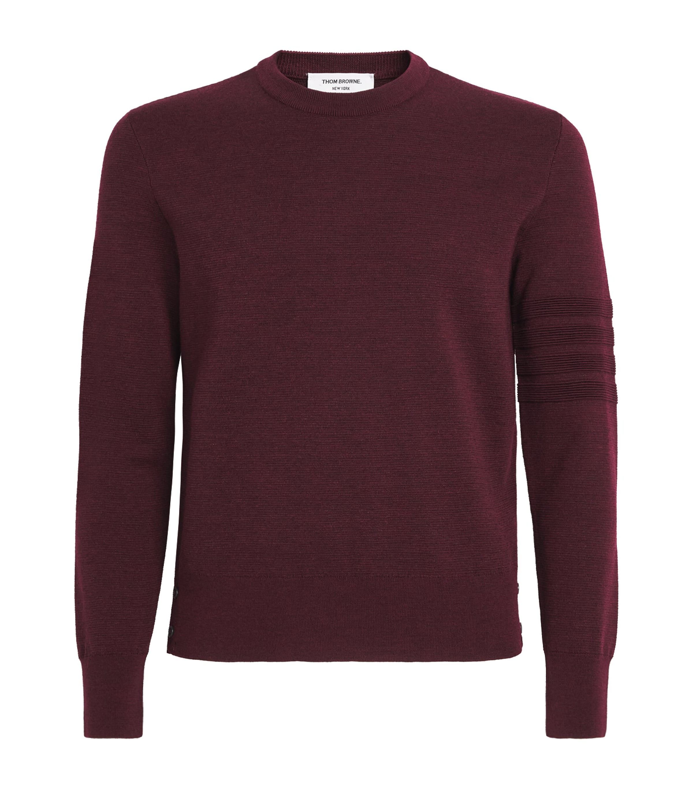 Thom Browne Mens Virgin Wool-Blend Milano-Stitch Sweater Burgundy