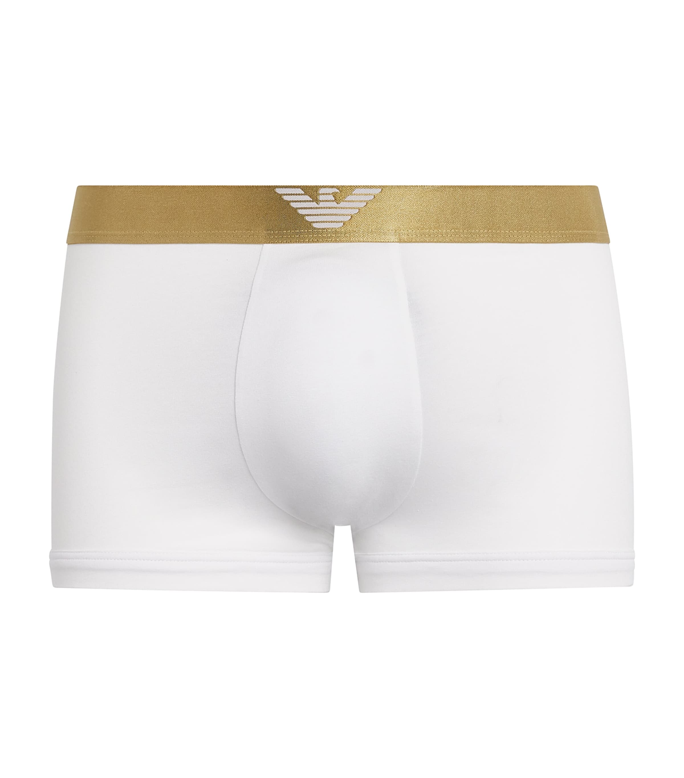 Emporio Armani Mens Stretch-Cotton Logo Trunks White