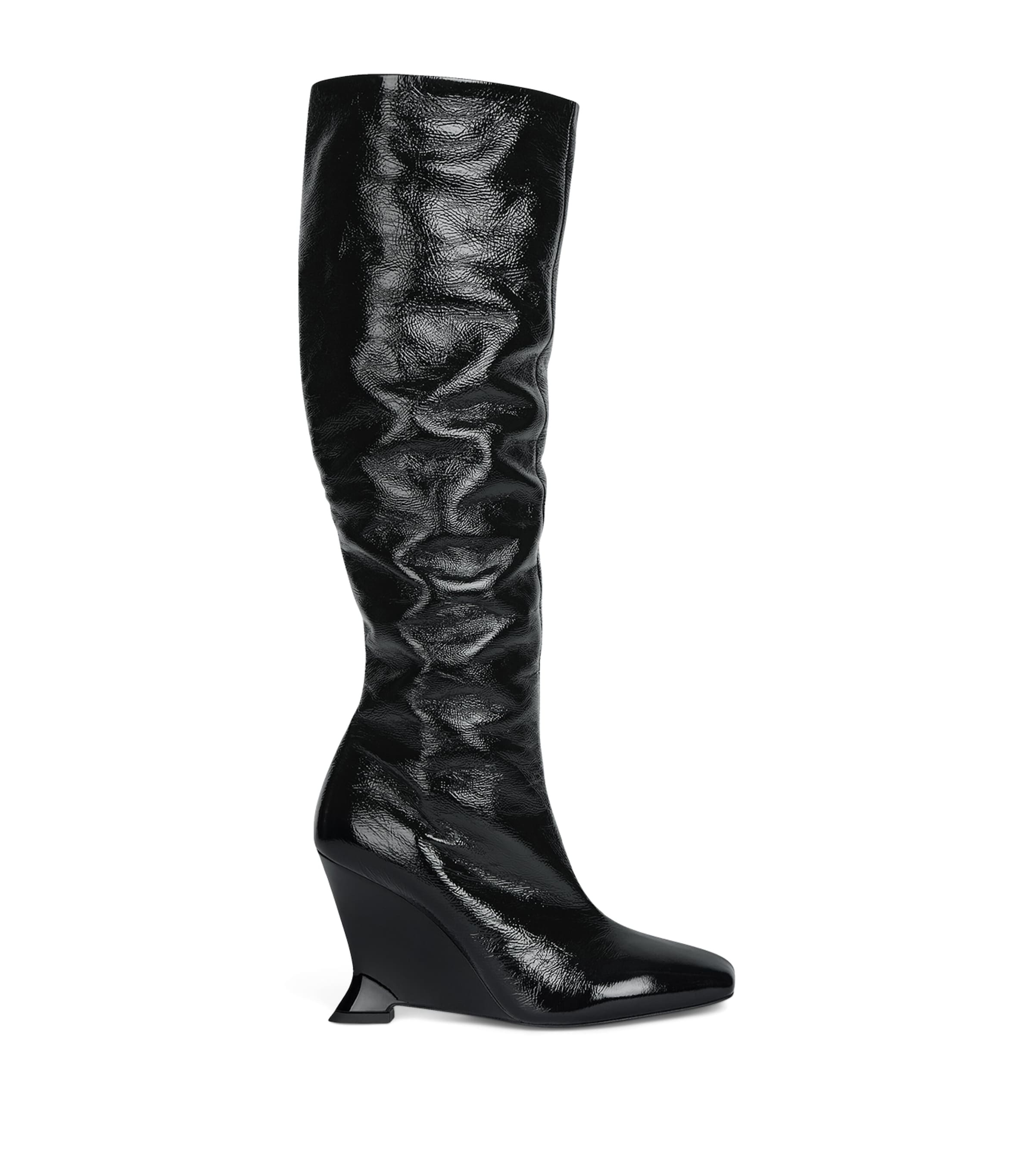 Balmain Leather Wedge Ankle Boots Noir