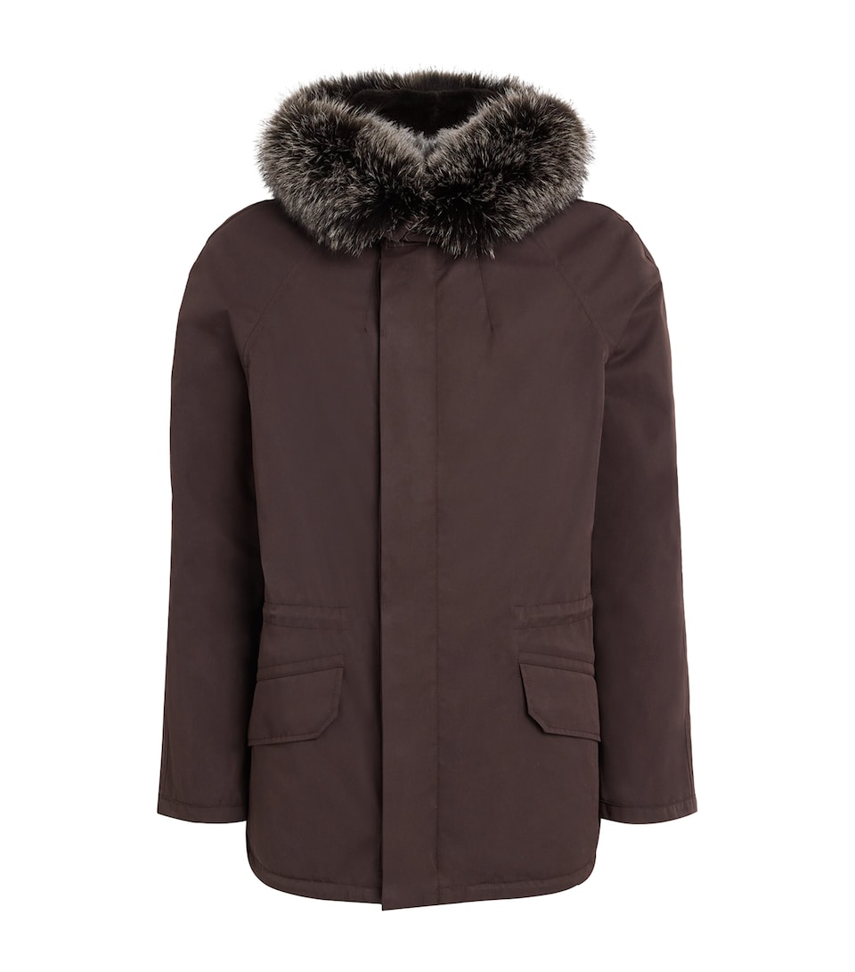 Yves Salomon Mens Fur-Lined Down Parka Afgto/lstr Mrmt