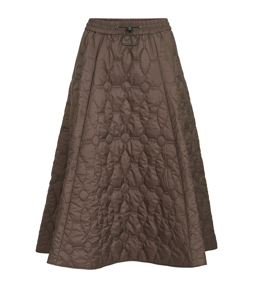 Brunello Cucinelli Womens Water-Resistant Quilted Midi Skirt