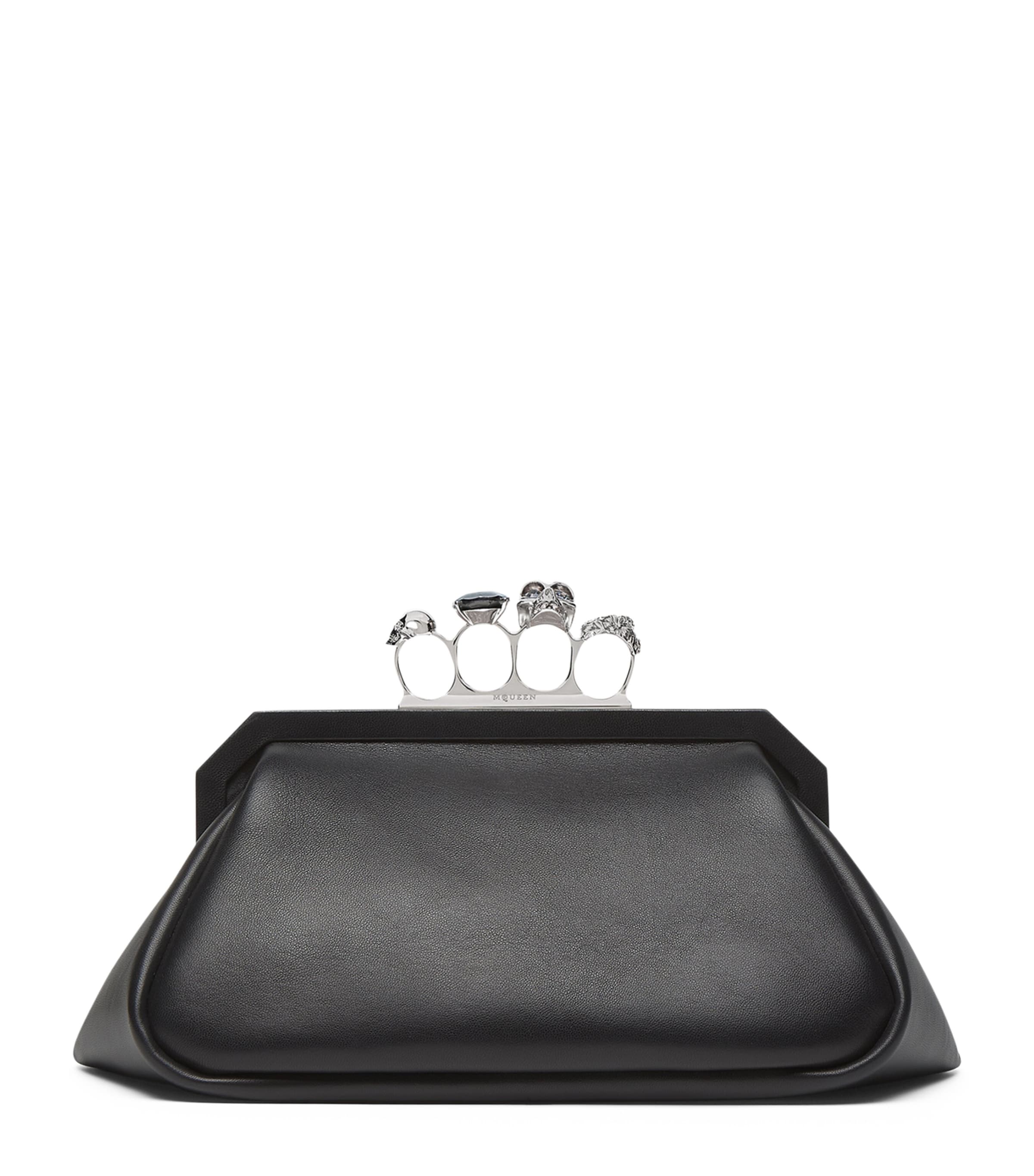 McQueen Leather Knuckle Soft Clutch Bag