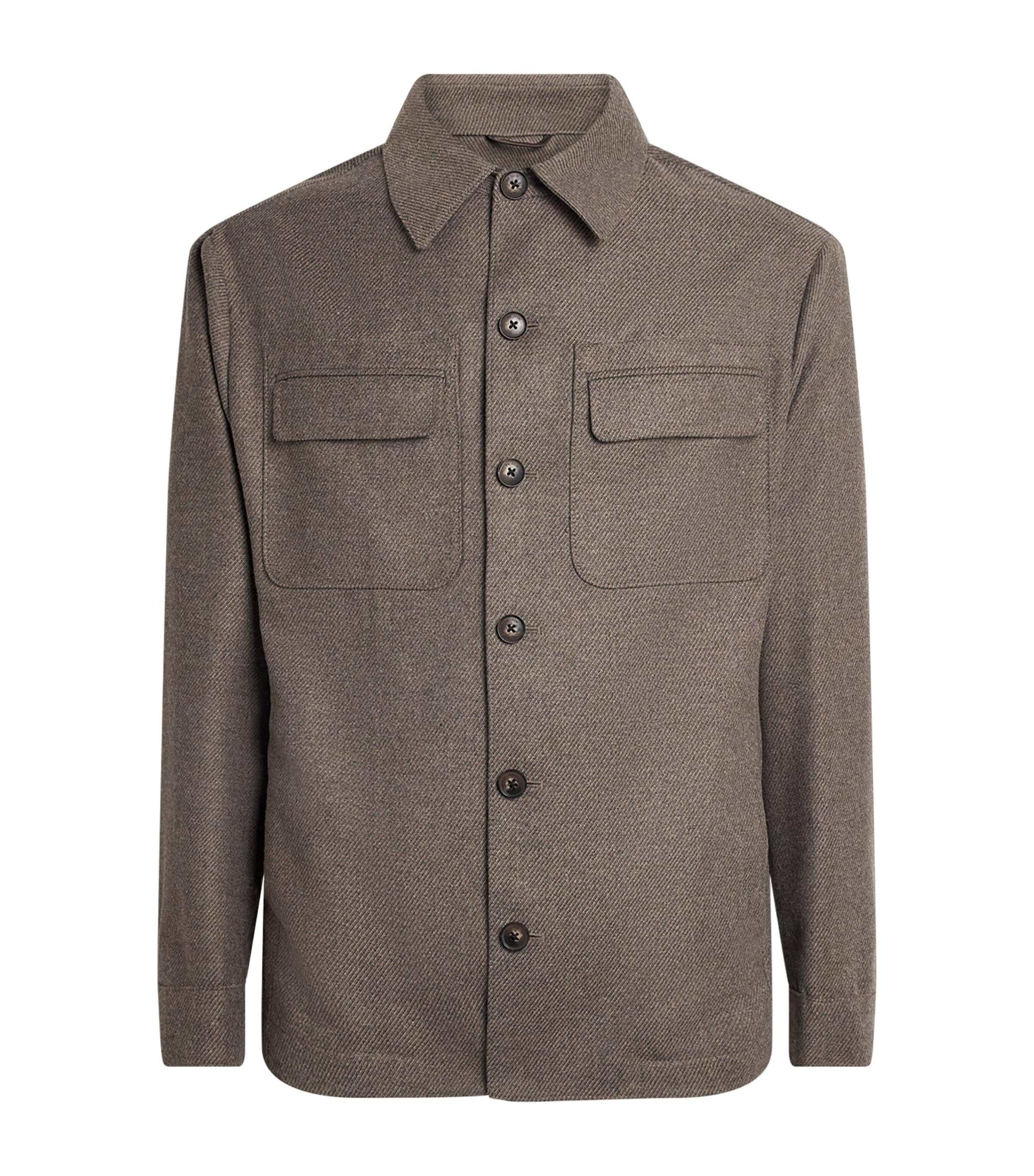 Pal Zileri Mens Twill Overshirt Light Brown