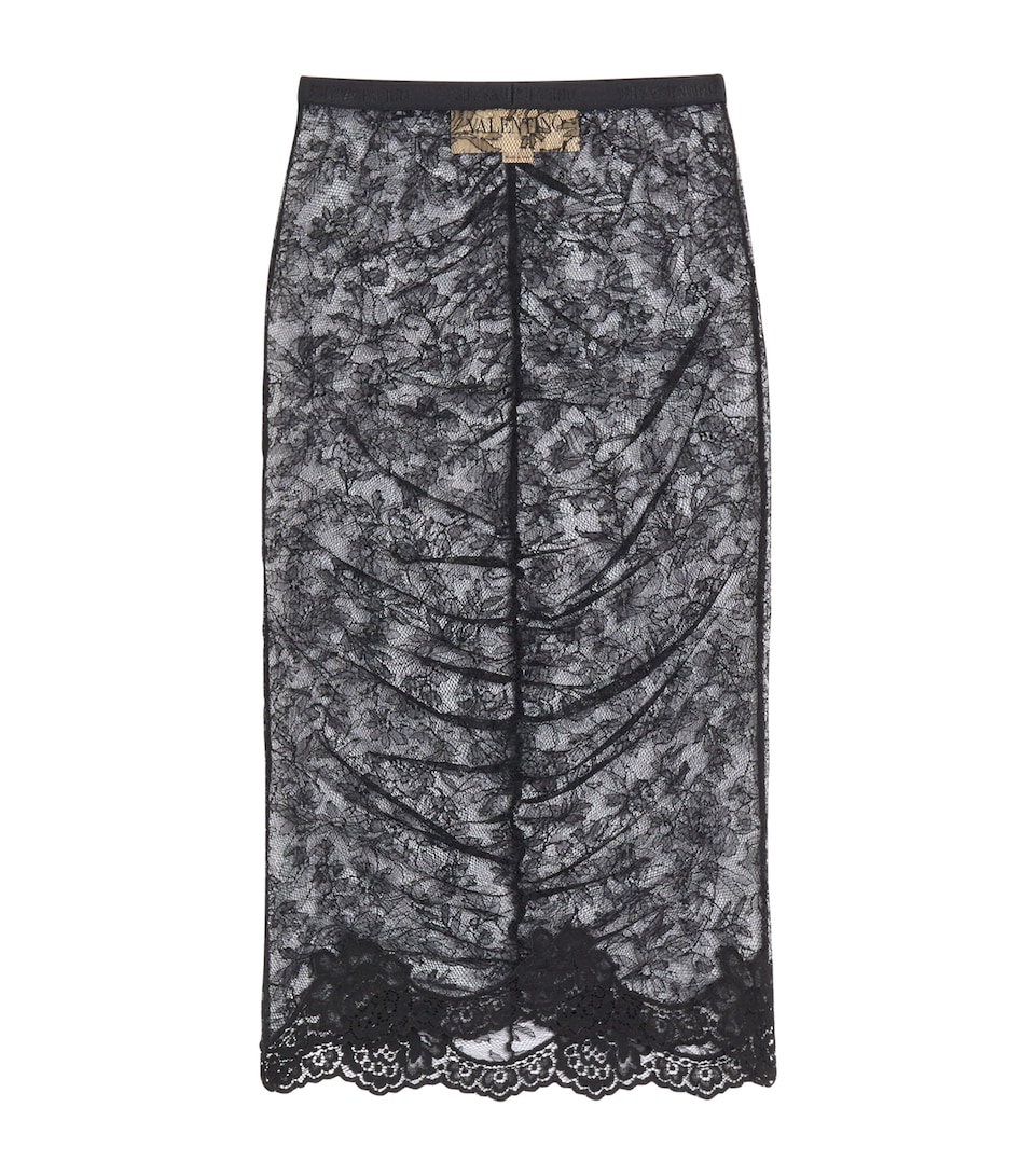 Valentino Womens Lace Ruched Skirt