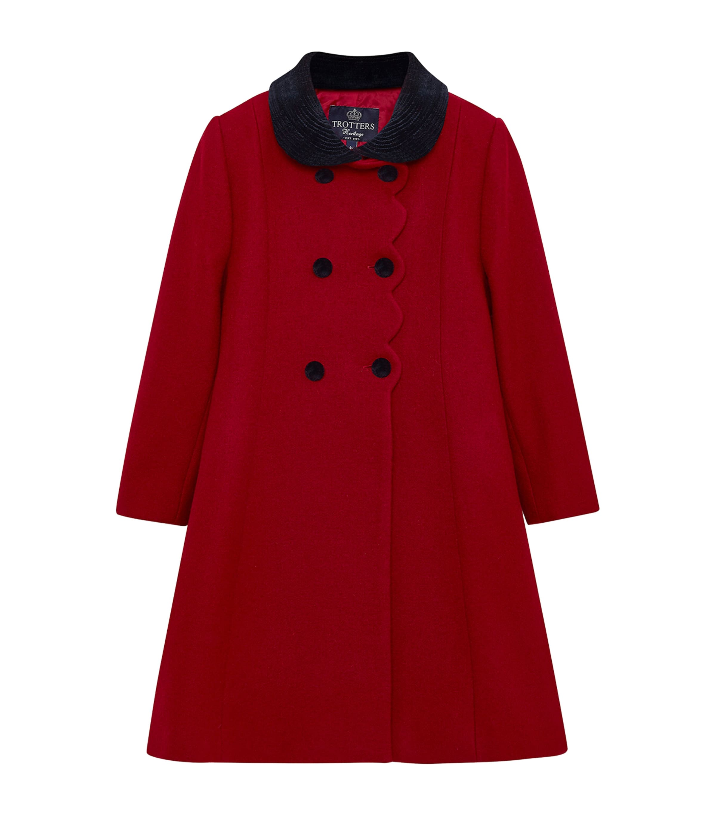 Trotters Wool Scalloped-Trim Coat (2-5 Years) Red
