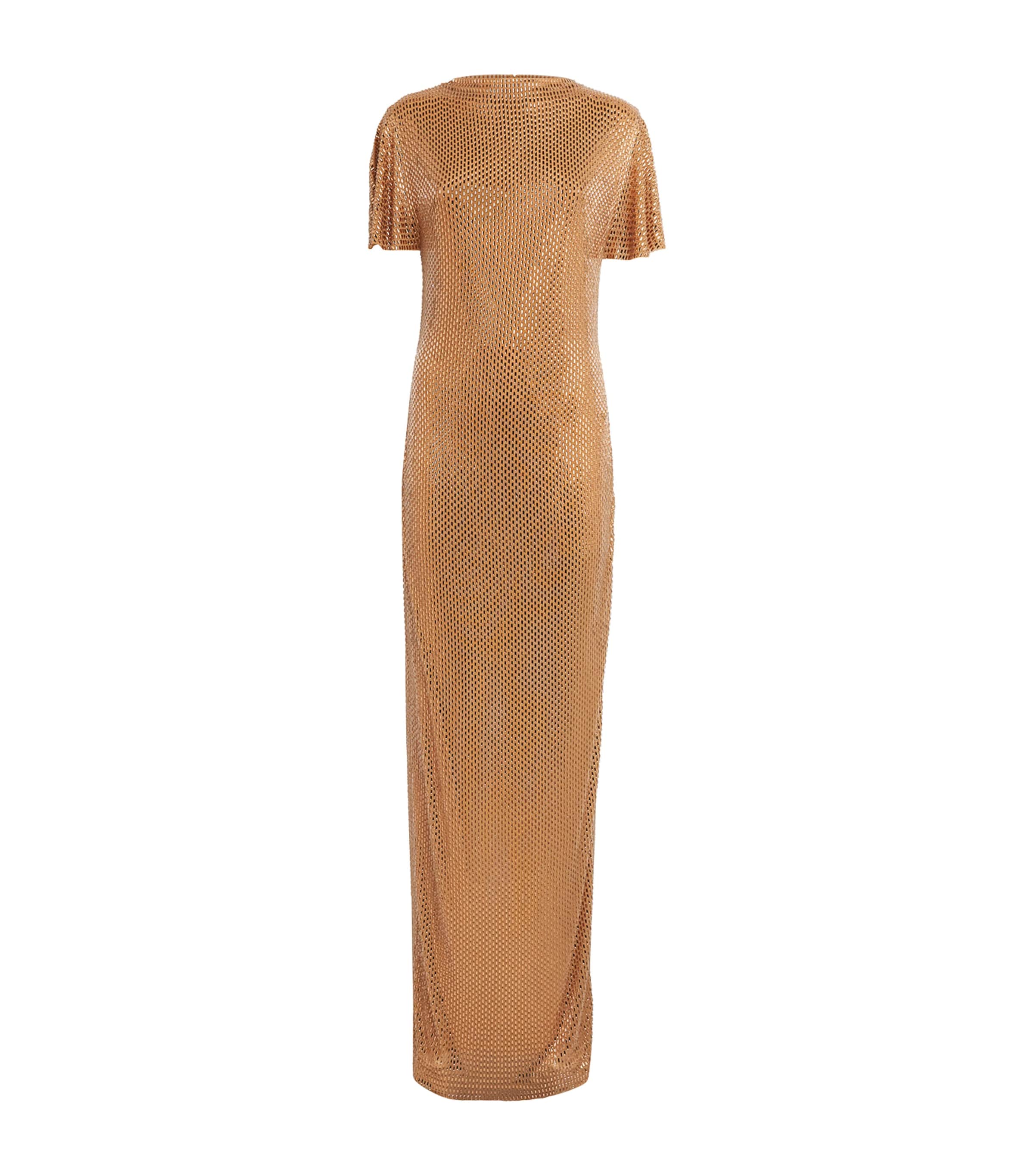 Roland Mouret Womens Diamante-Embellished High-Neck Gown Light Topaz