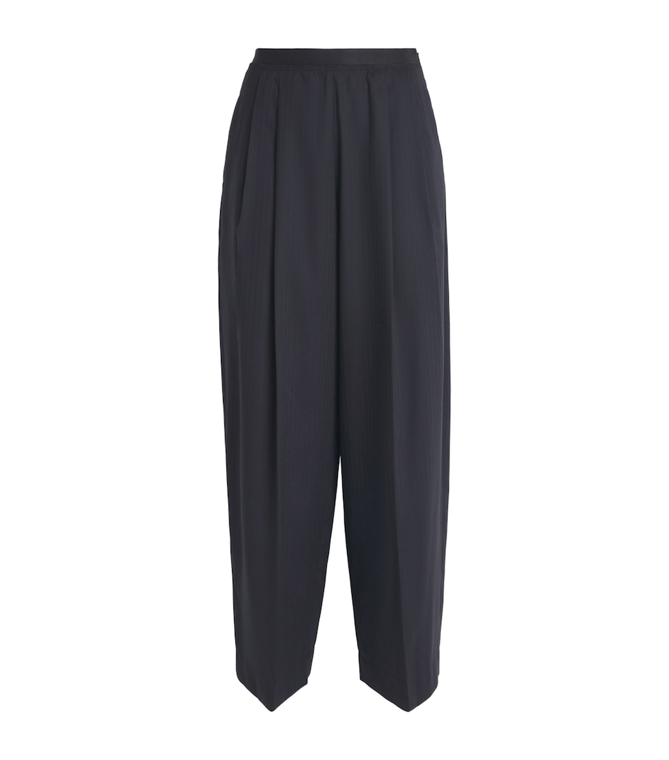 Sandro Paris Womens Wool Stripe Pleated Trousers Navy Blue