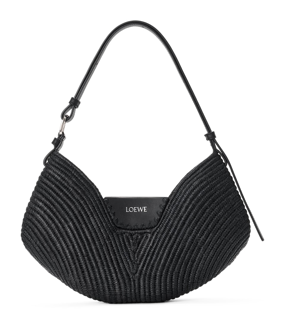 LOEWE x Paula's Ibiza Medium Raffia Swing Shoulder Bag Black