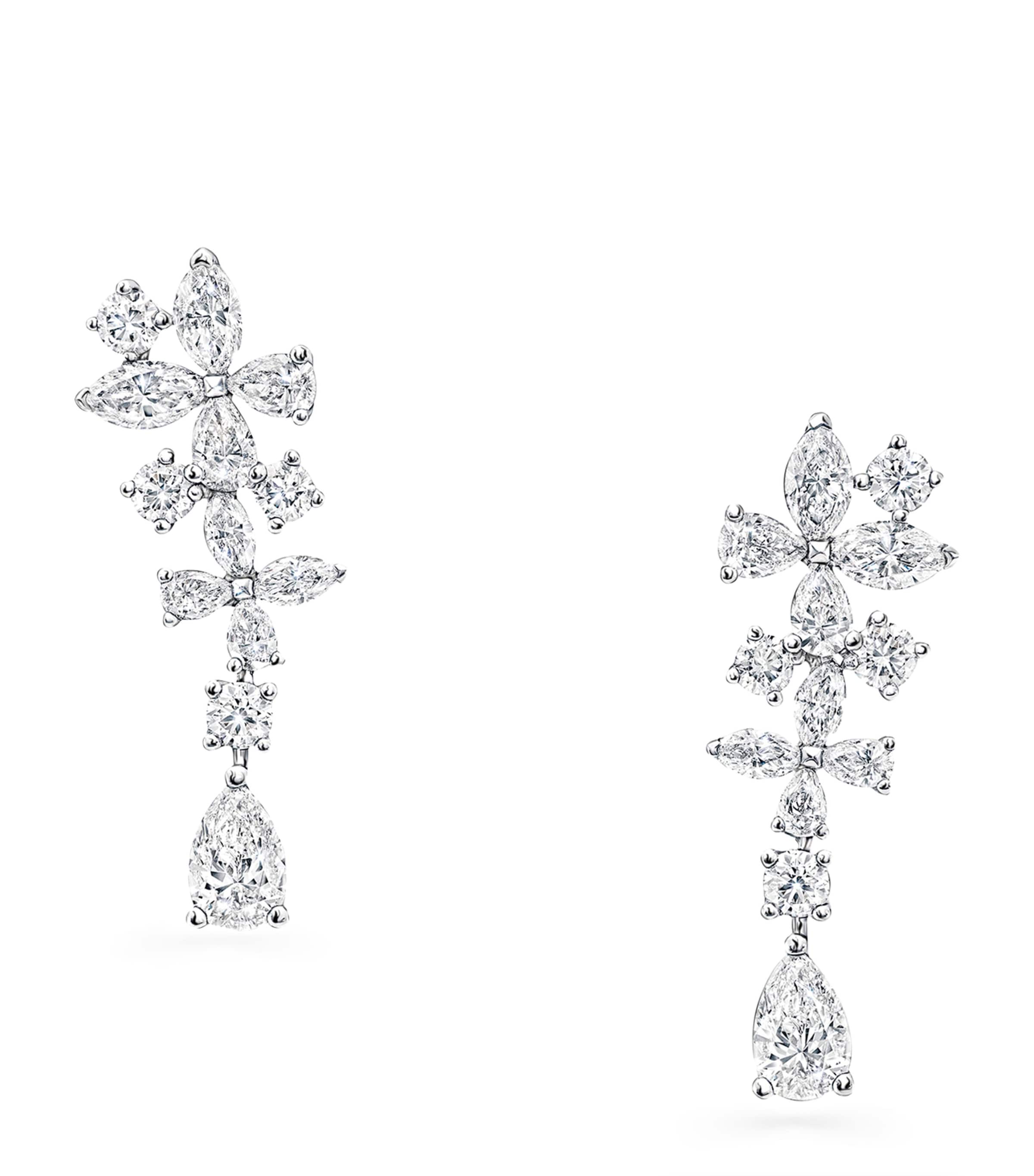White Gold and Diamond Butterfly Drop Earrings