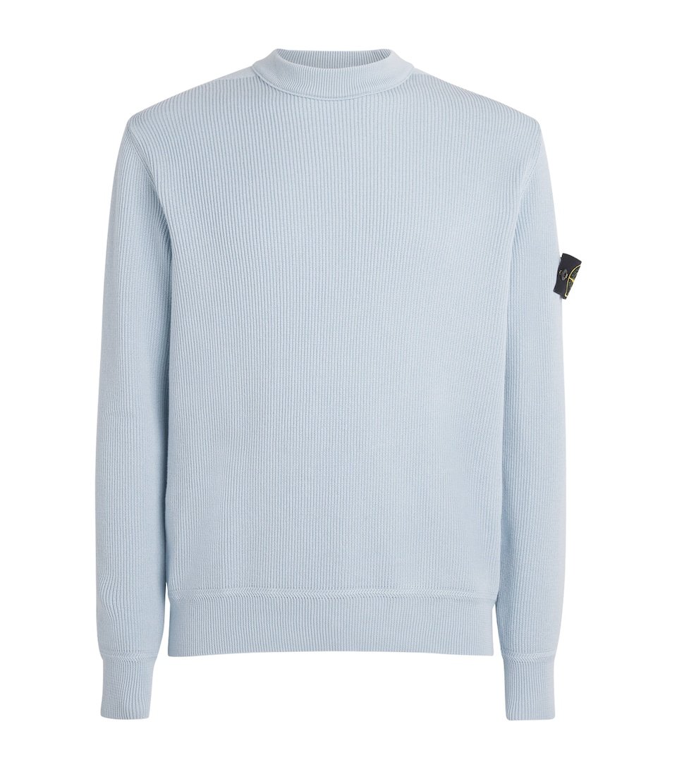 Cotton Rib-Knit Compass Sweater